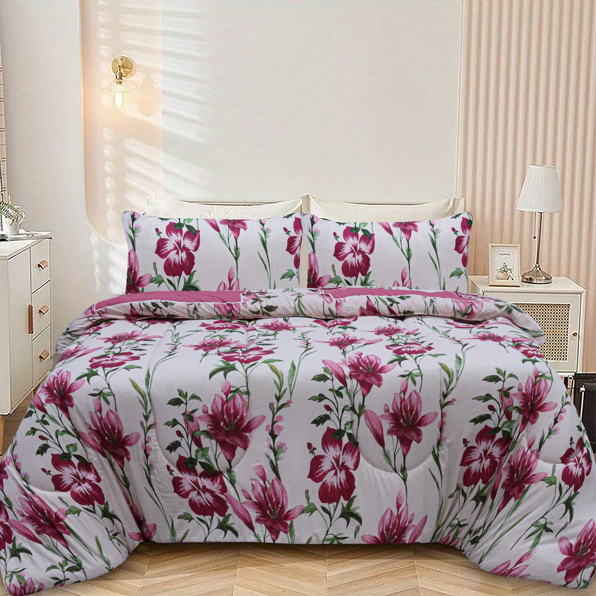 Rose Floral 3 Piece Comforter Set