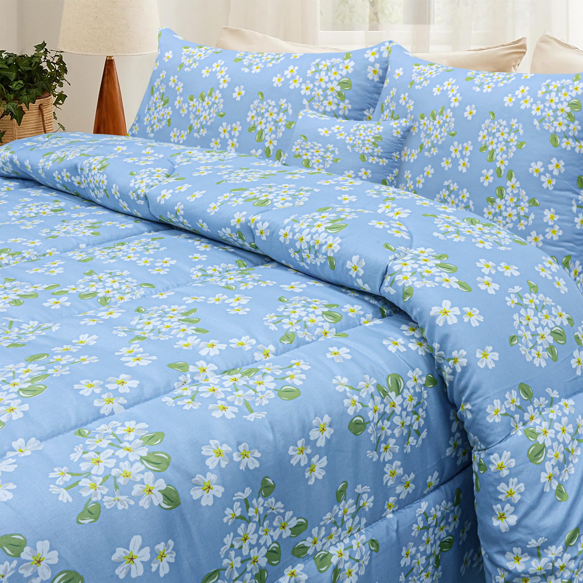 White Floral 3 Piece Comforter Set