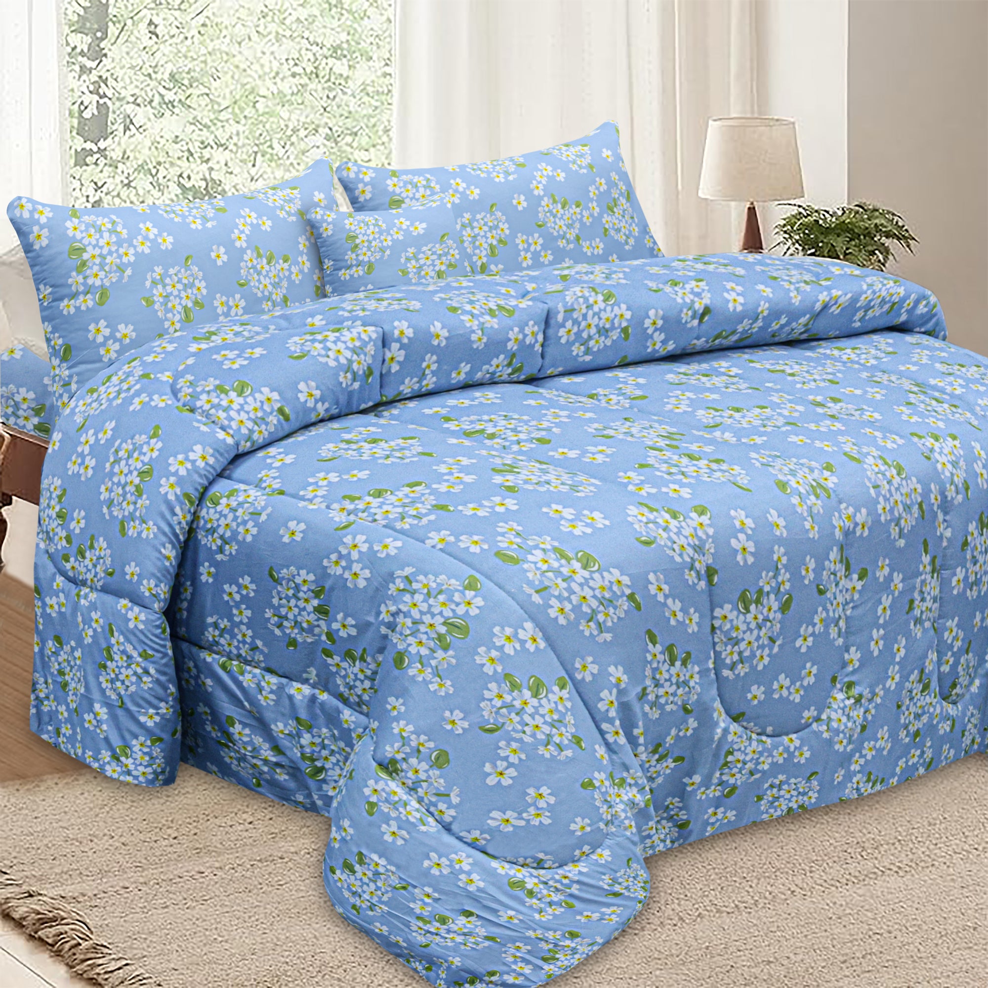 White Floral 3 Piece Comforter Set