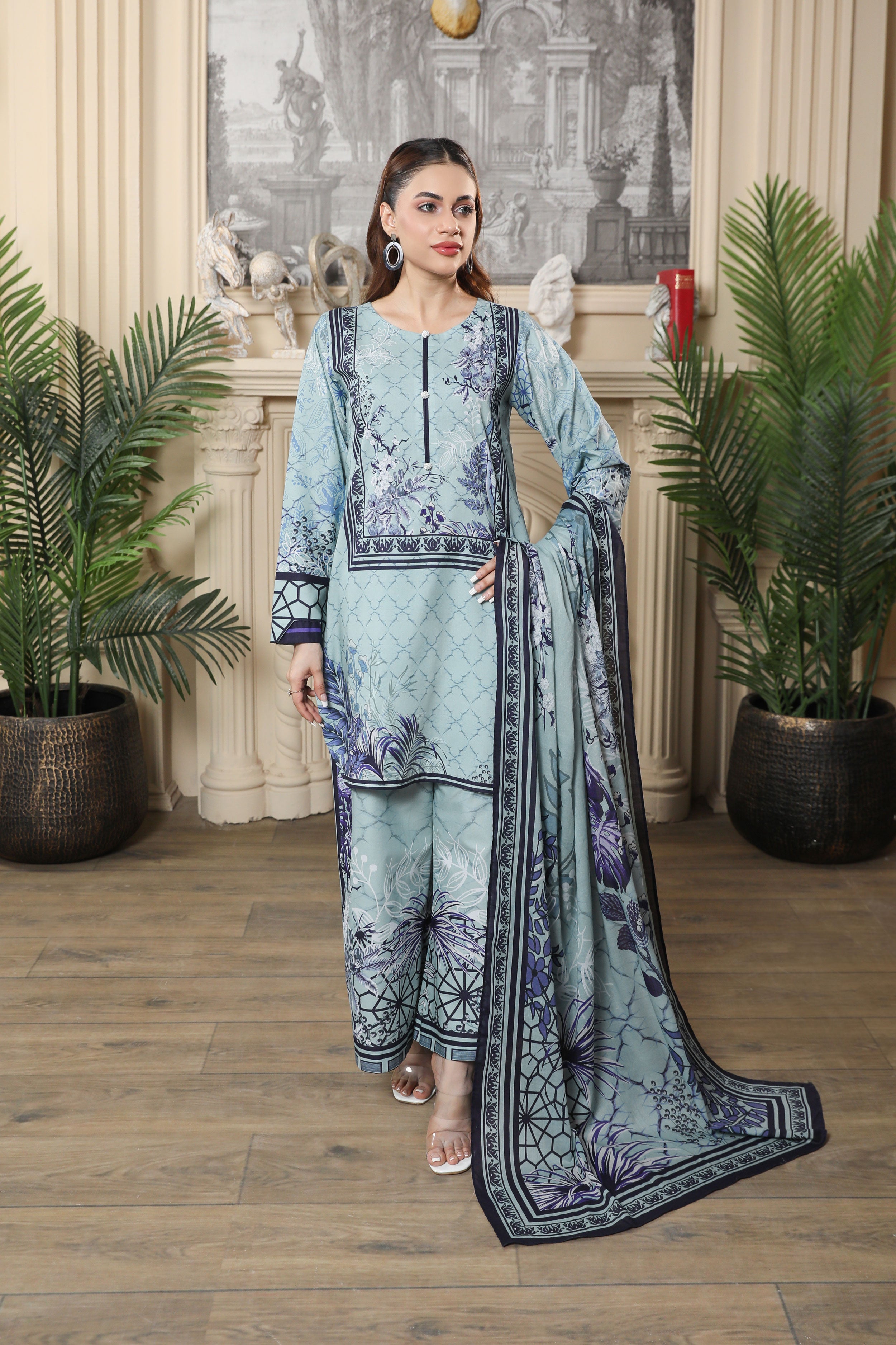 3 Pcs Digital Printed Suit (CL-1A25)