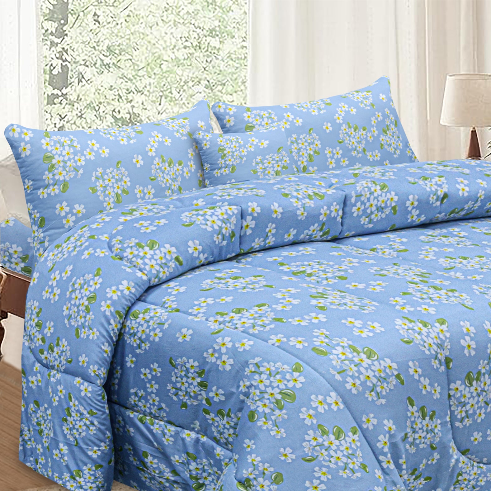 White Floral 3 Piece Comforter Set