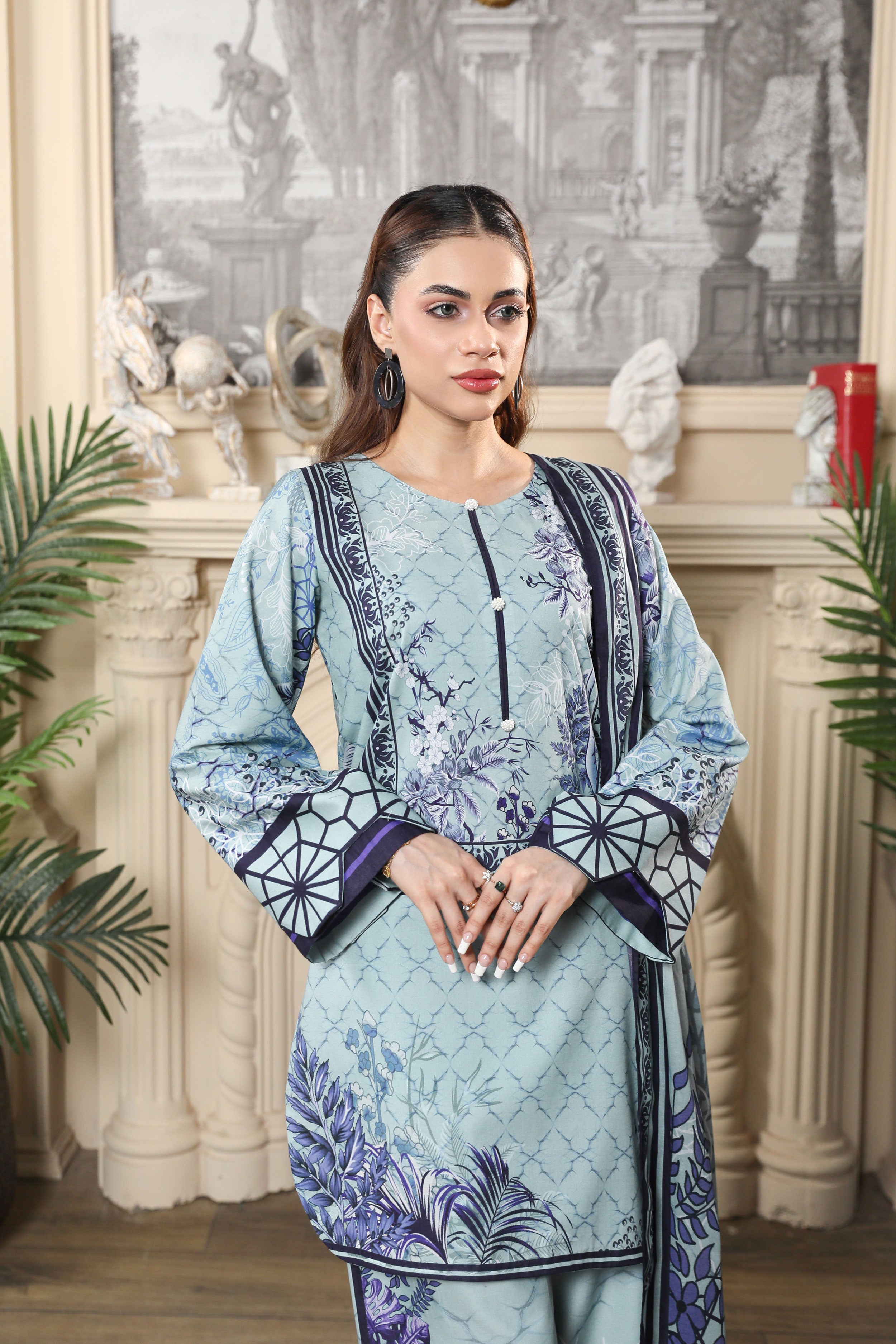3 Pcs Digital Printed Suit (CL-1A25)