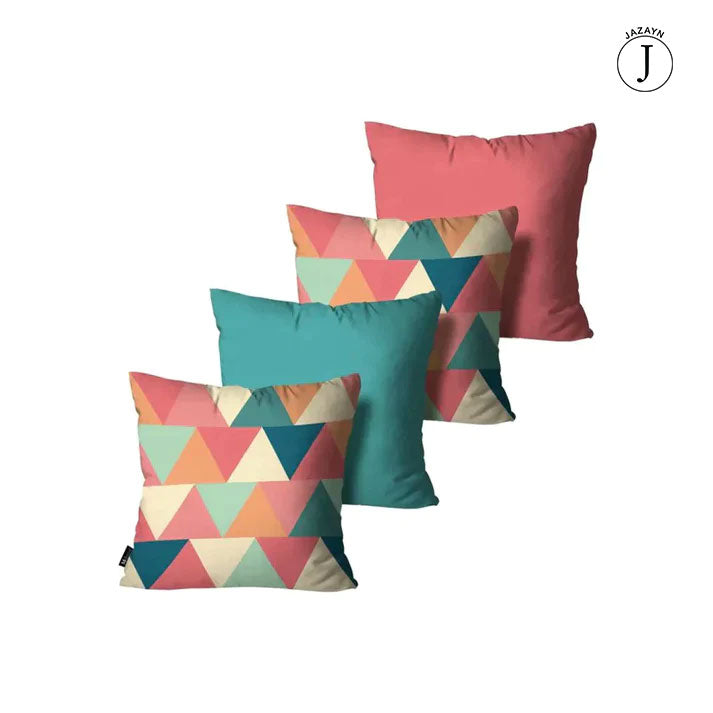 TRIANGLE DIFFERENT COLORS CUSHION COVERS (PACK OF 4)