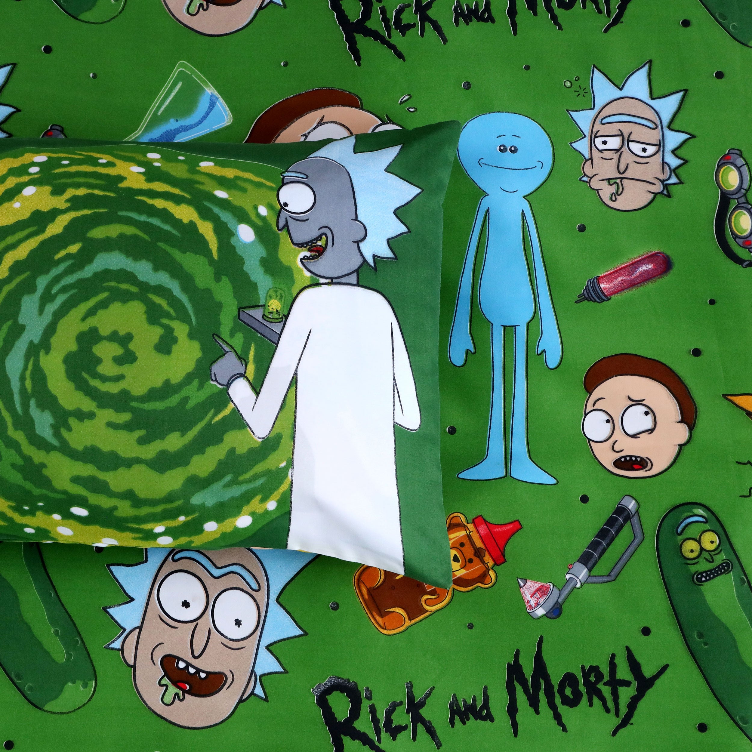 Rick & Morty 100% Cotton Fabric Kids bedding set Include 1 Duvet cover, 1 Flat sheet, 1 Pillow Case