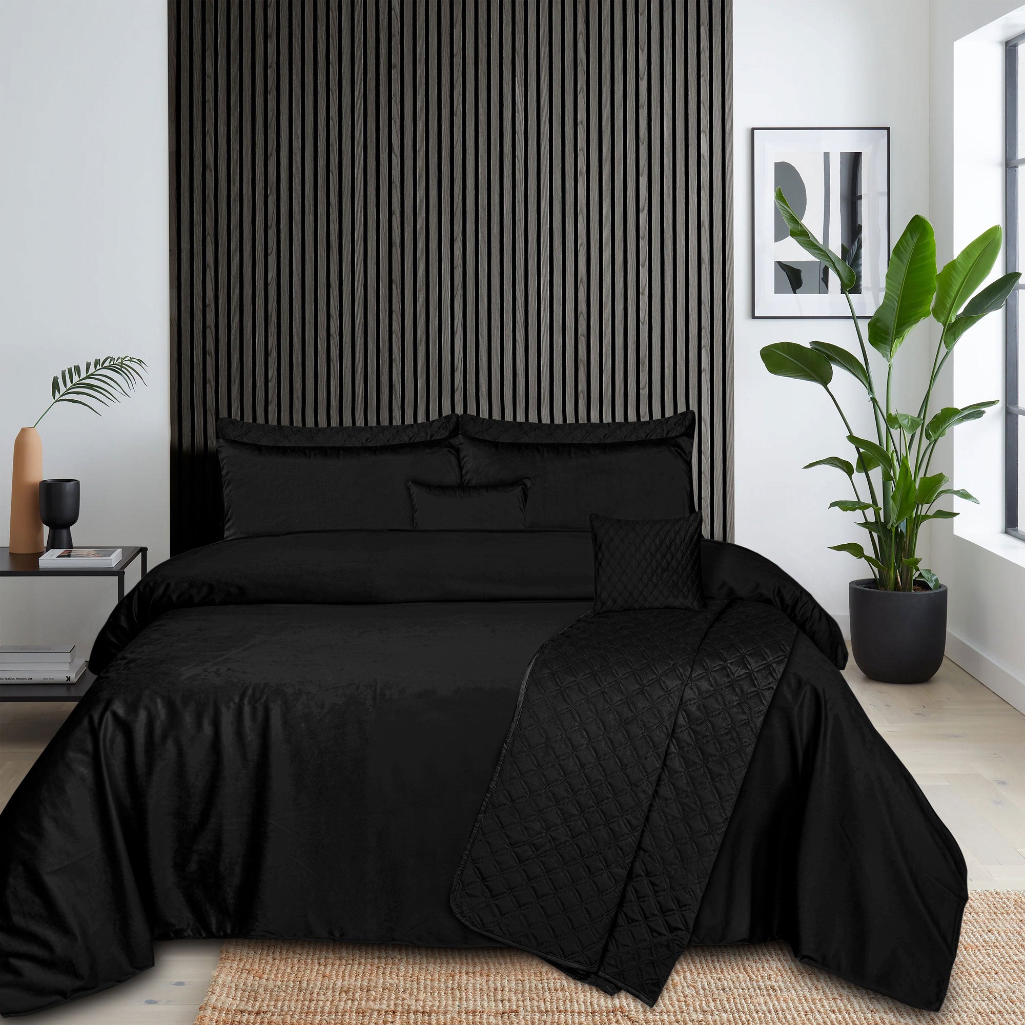 Luxury Black Velvet Complete Bedding Set