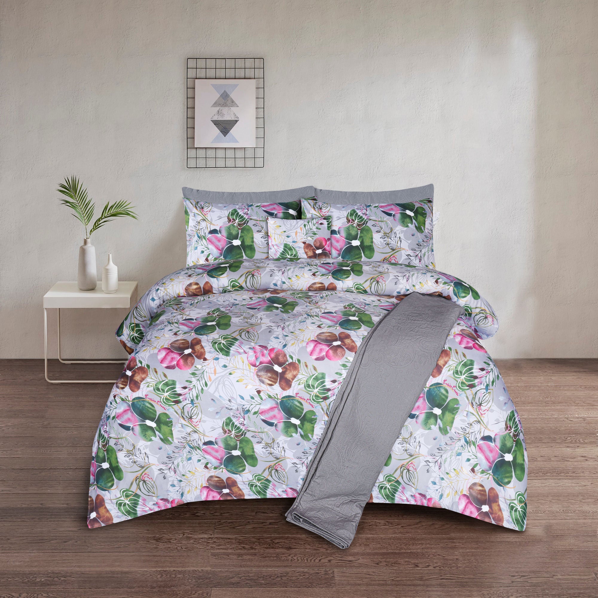 Florid Microfiber Printed Duvet Cover Set