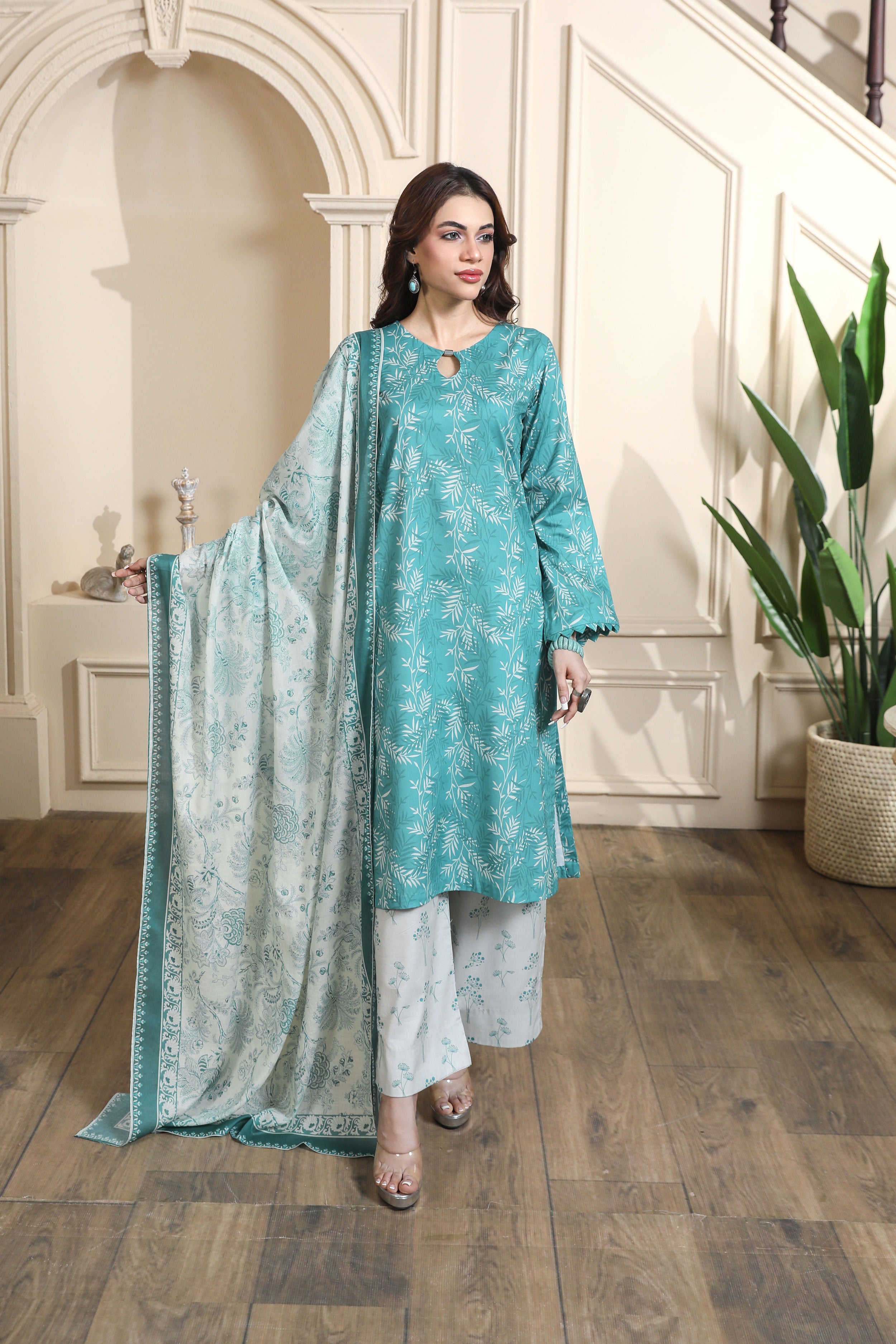 3 Pcs Digital Printed Suit (CL-8A25)