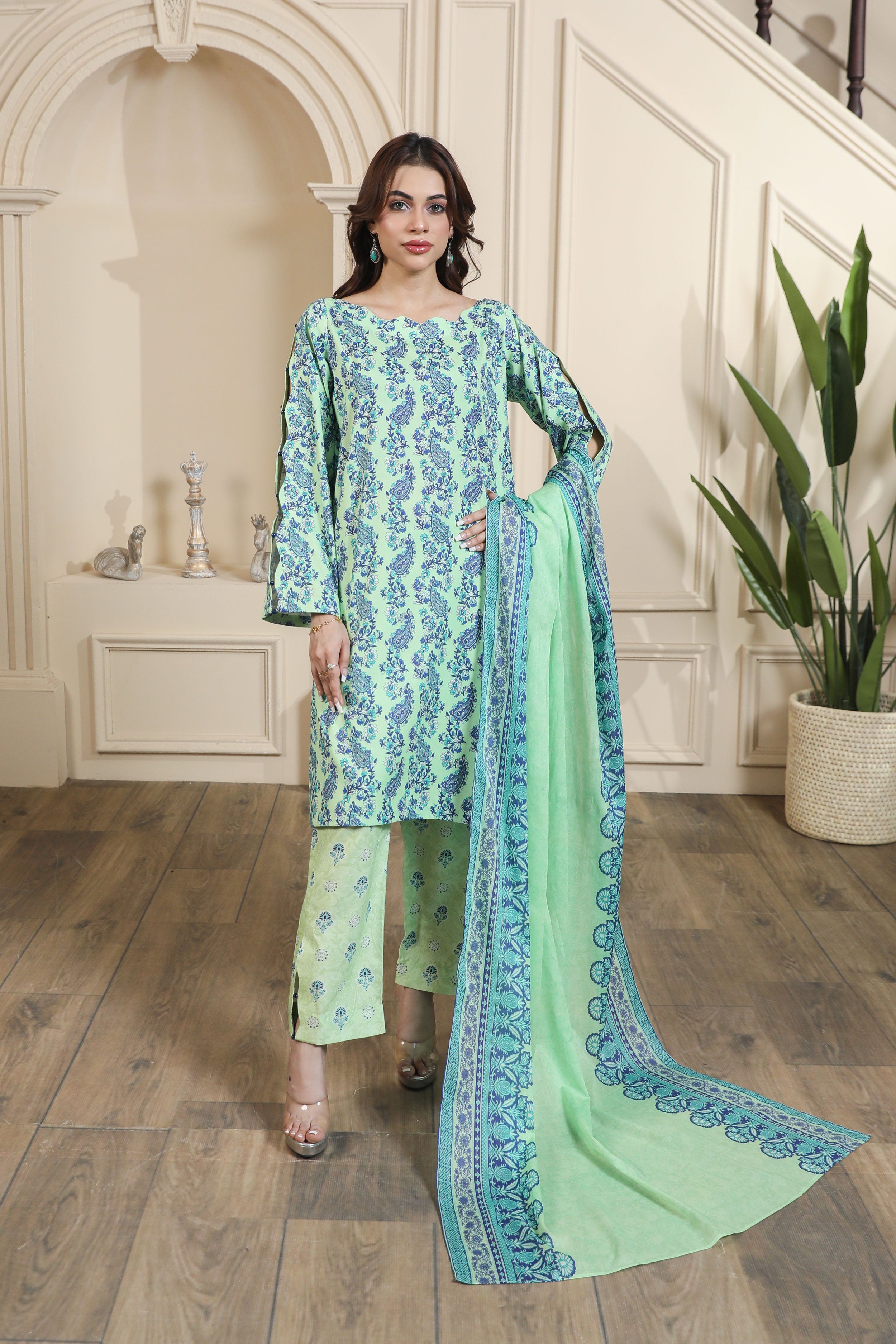 3 Pcs Digital Printed Suit (CL-4A25)