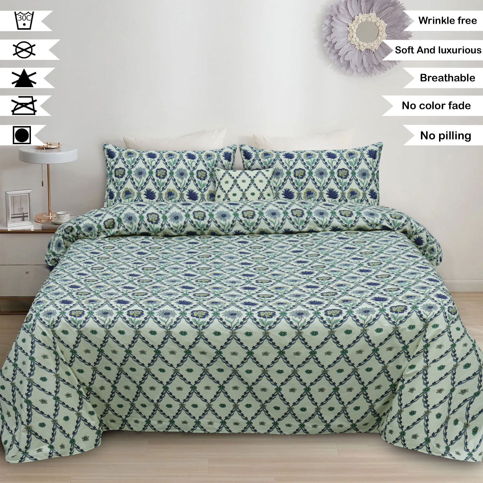 Casa Bonita Cotton Printed Flat Sheet Set