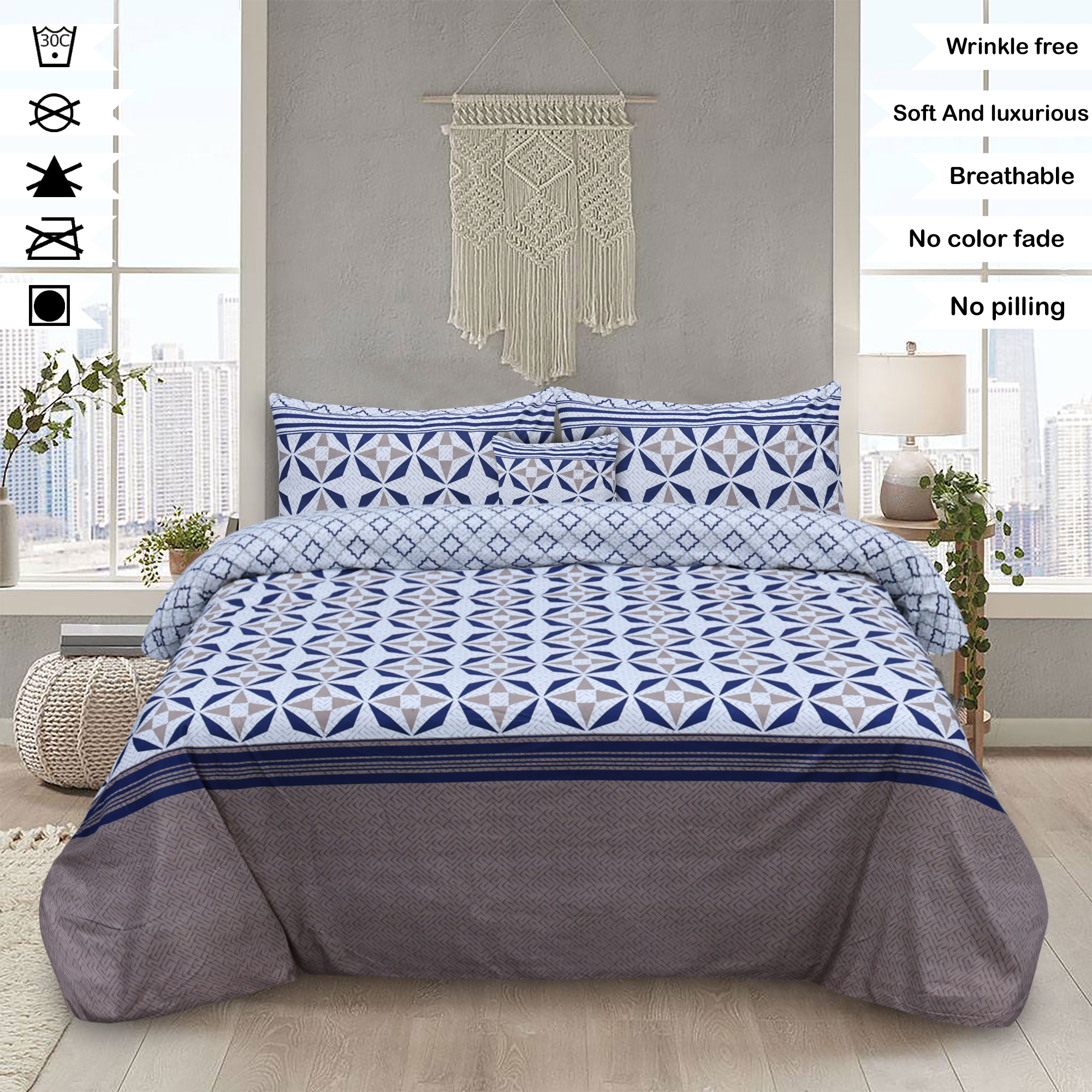 Alligo Microfiber Printed Flat Sheet Set