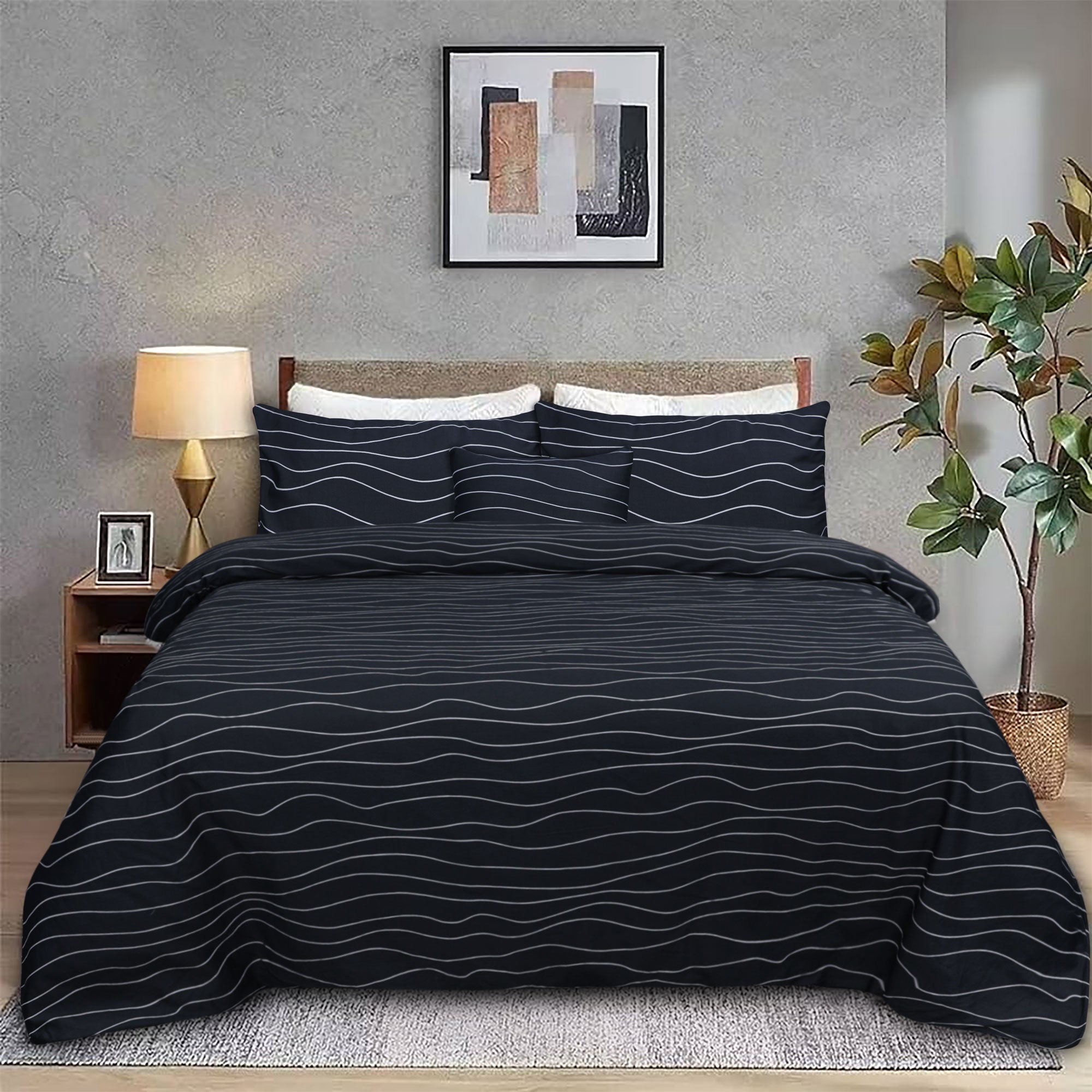 Luxury stripes  Cotton Santee Printed Duvet Cover Set