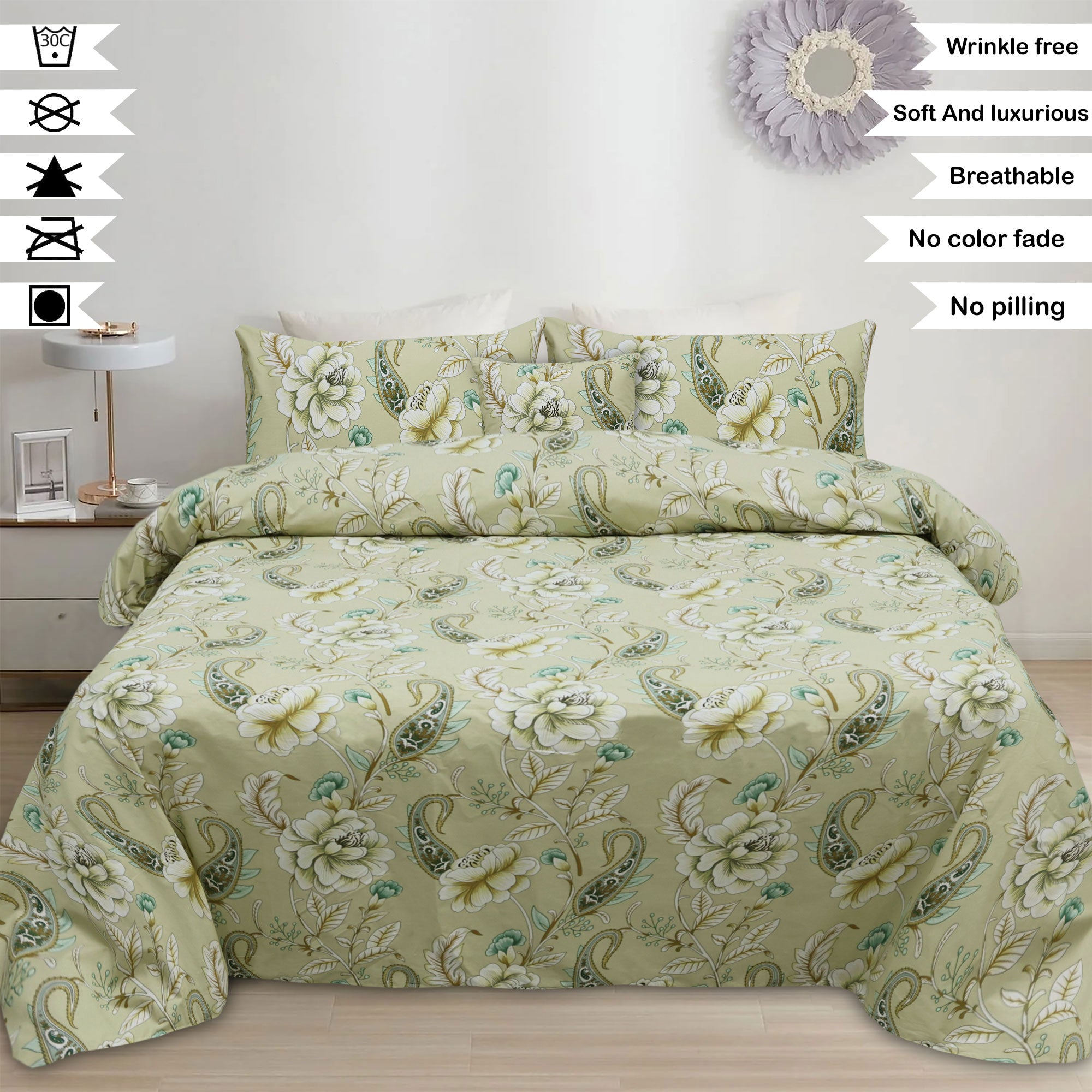 Gloria Cotton Printed Flat Sheet Set