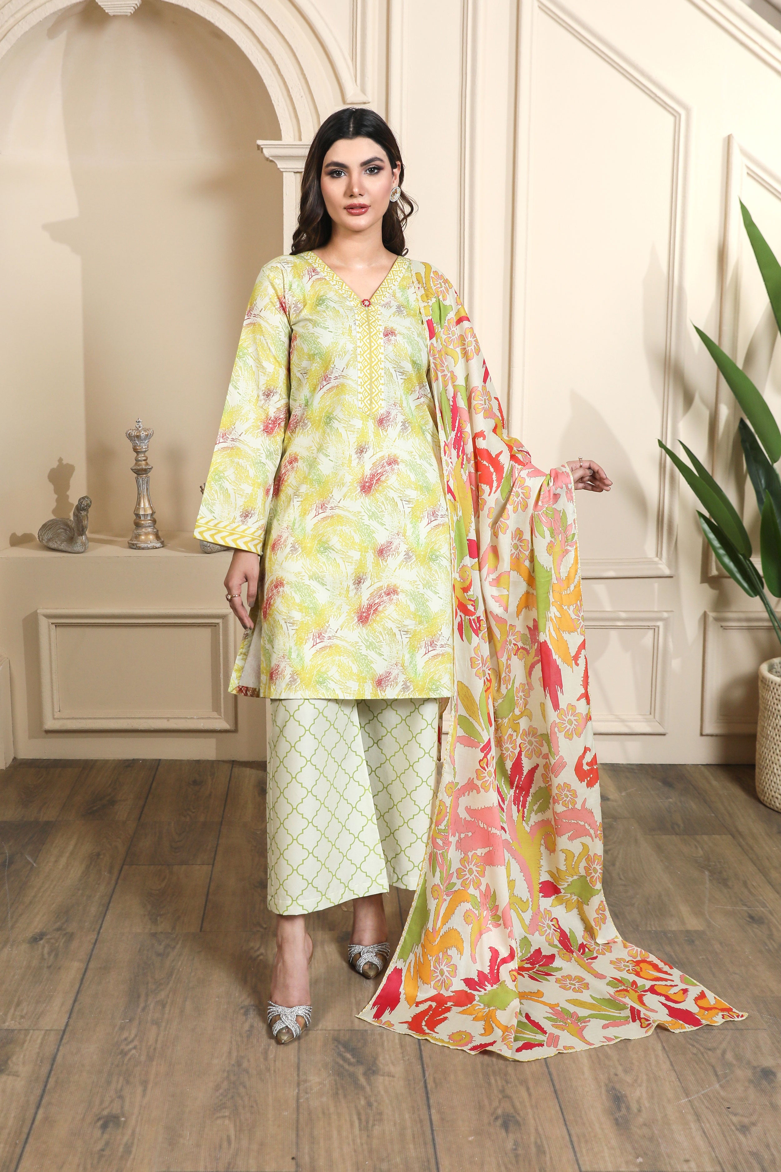 3 Pcs Digital Printed Suit (CL-7A25)