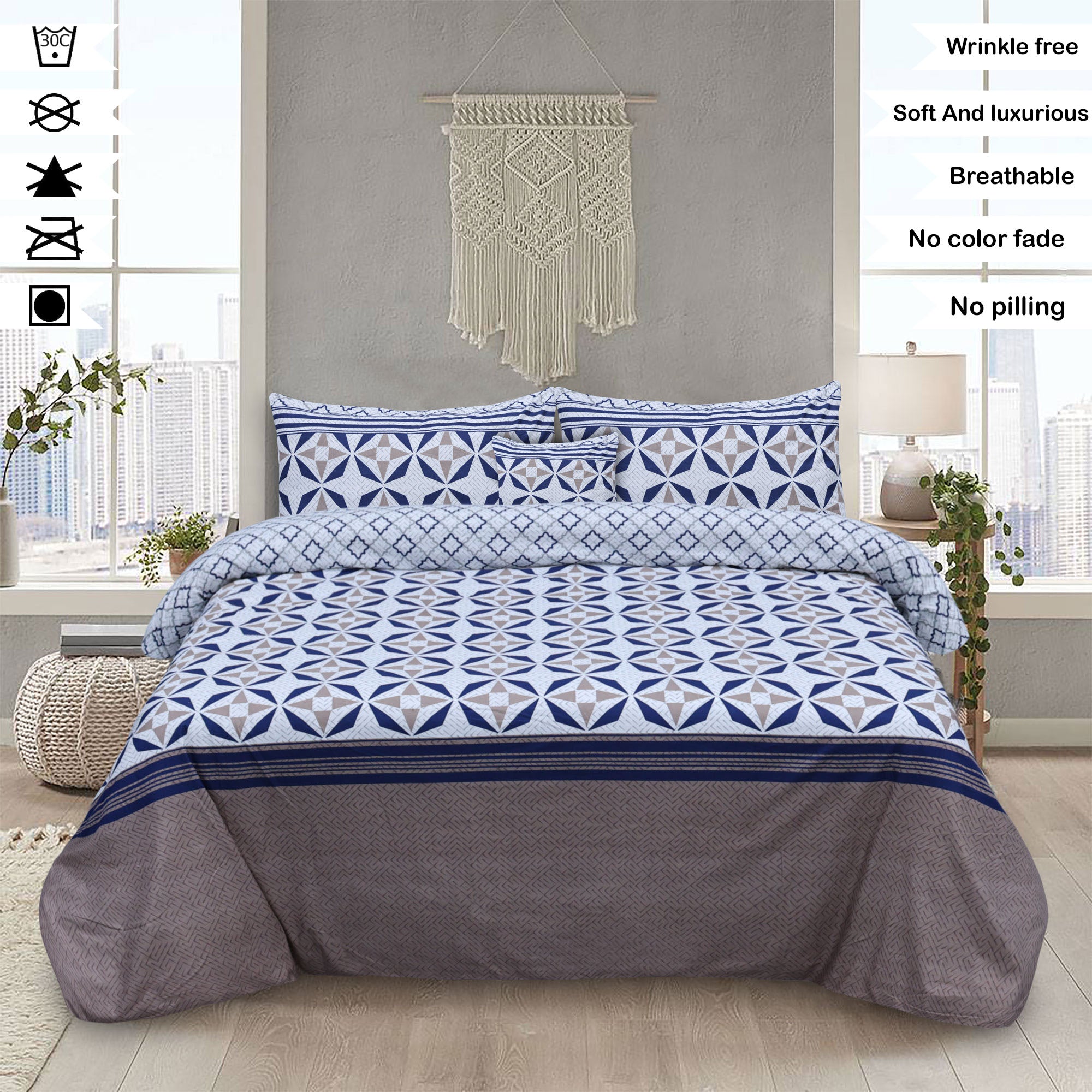 Alligo Microfiber Printed Flat Sheet Set