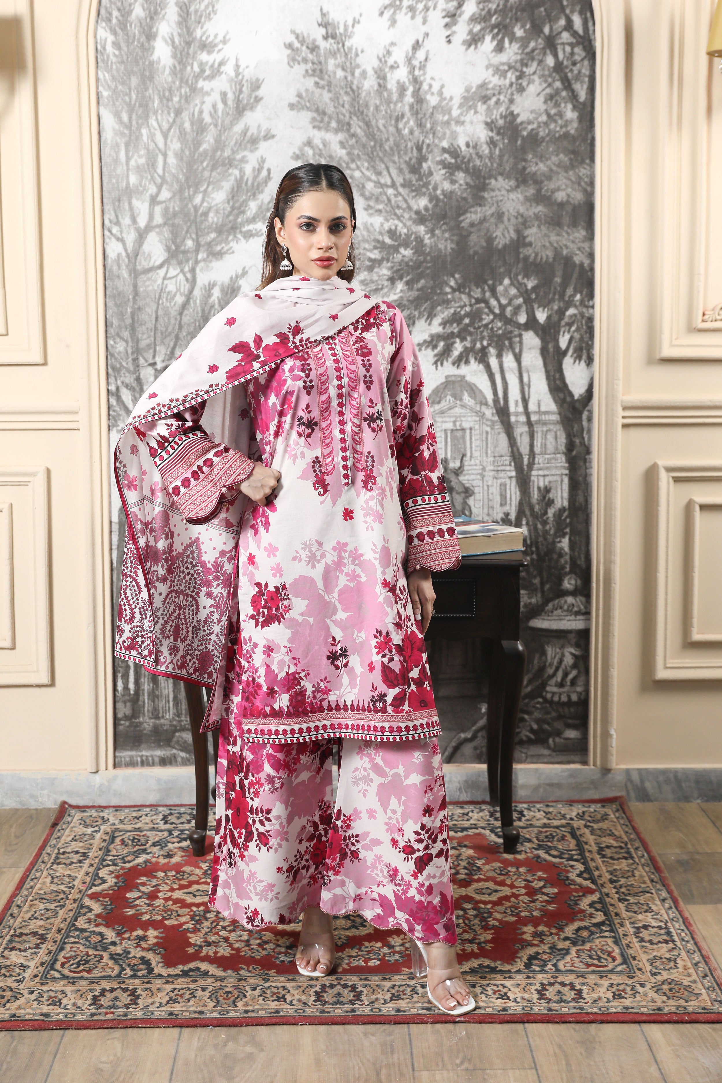 3 Pcs Digital Printed Suit (CL-2A25)