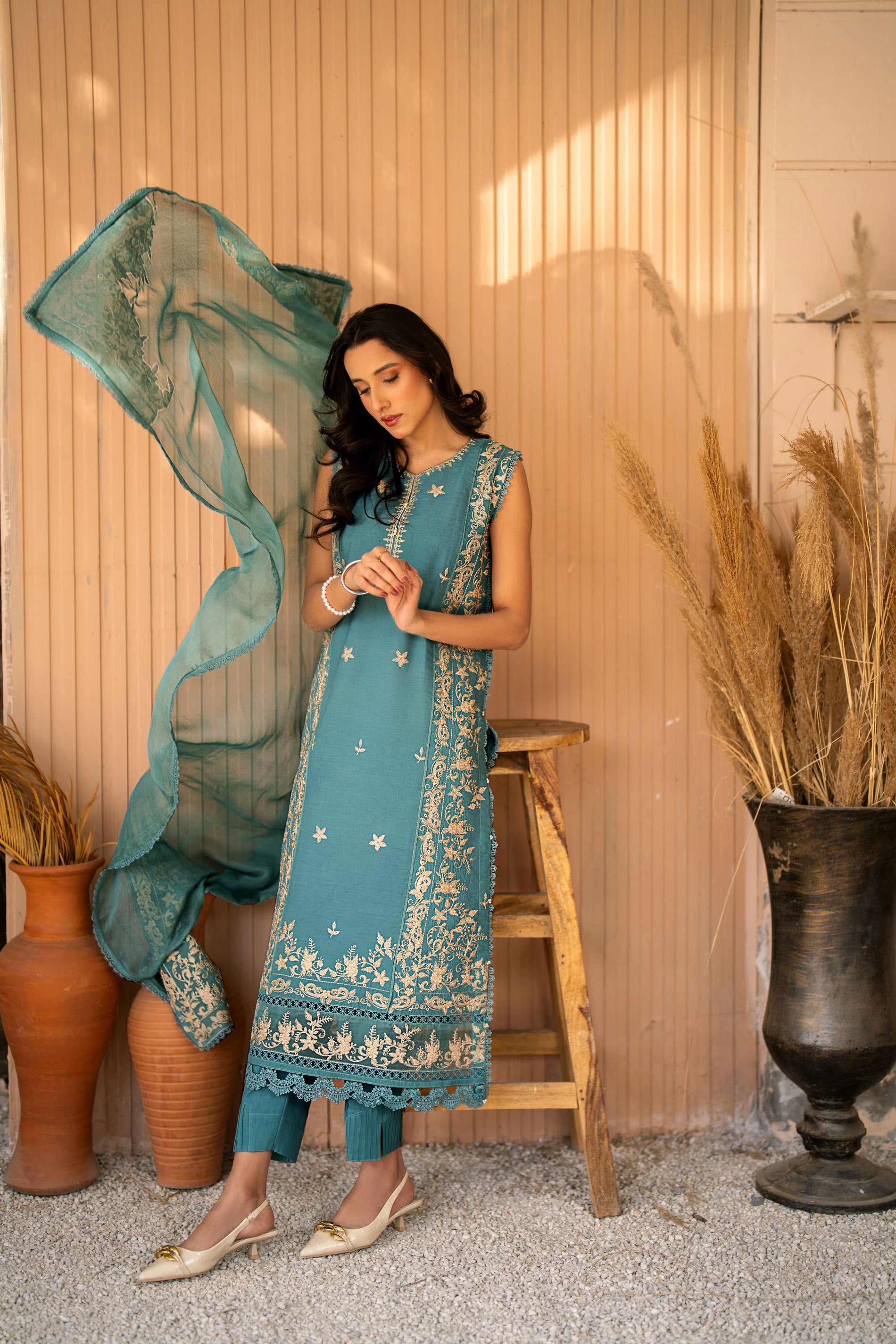 Sea Pearl 3 Piece Embroidered Lawn Stitched Suit.Order now