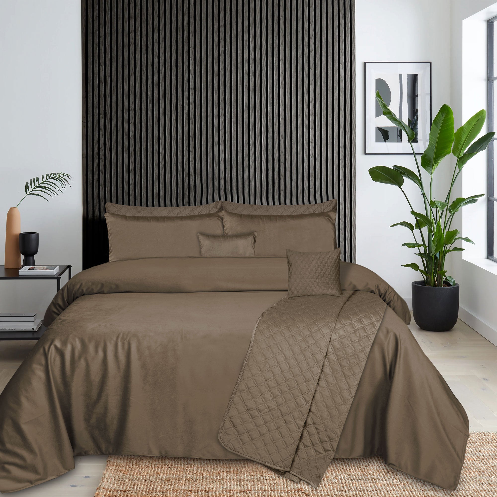 Luxury Brown Velvet Complete Bedding Set