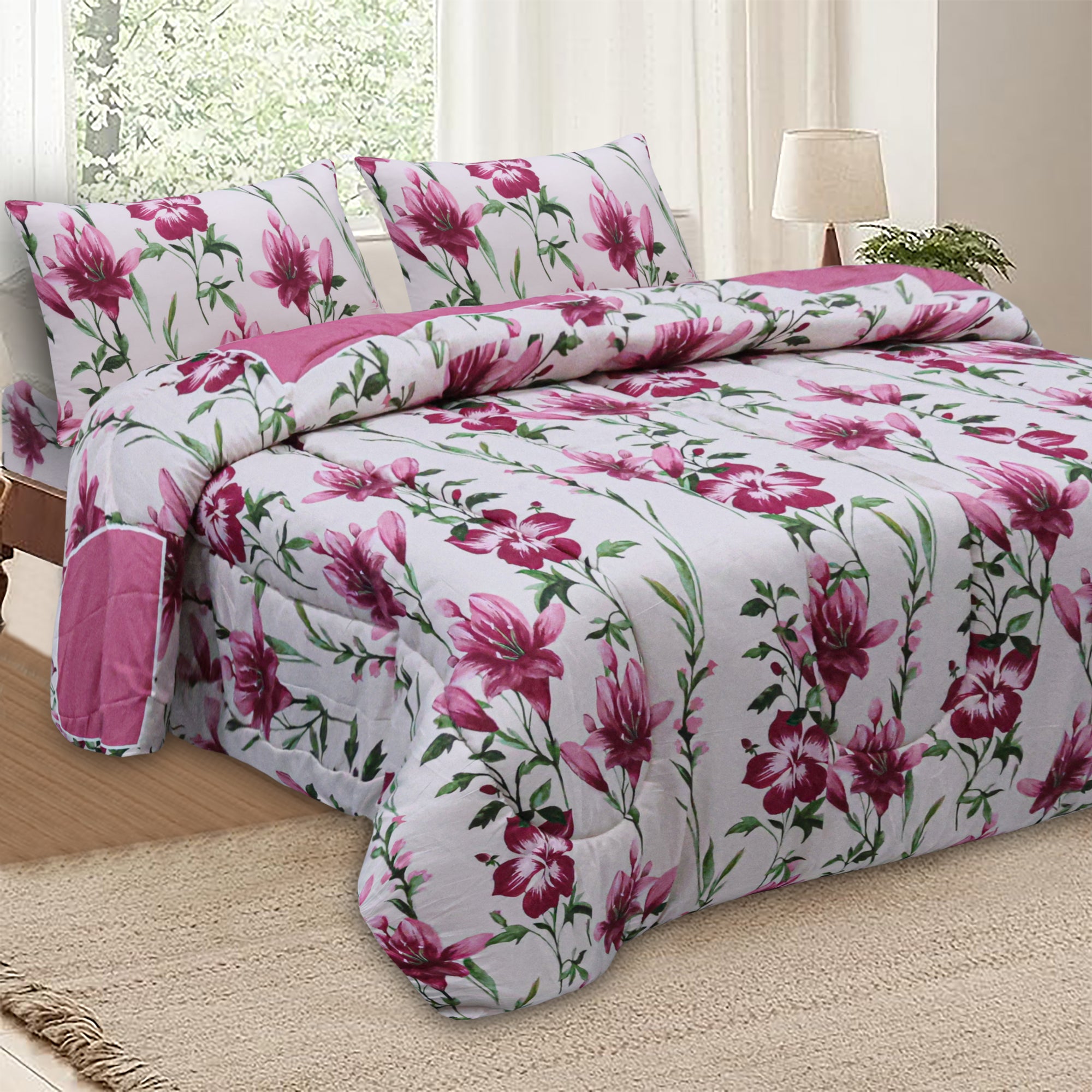 Rose Floral 3 Piece Comforter Set