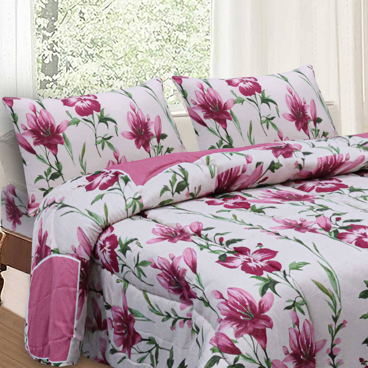 Rose Floral 3 Piece Comforter Set