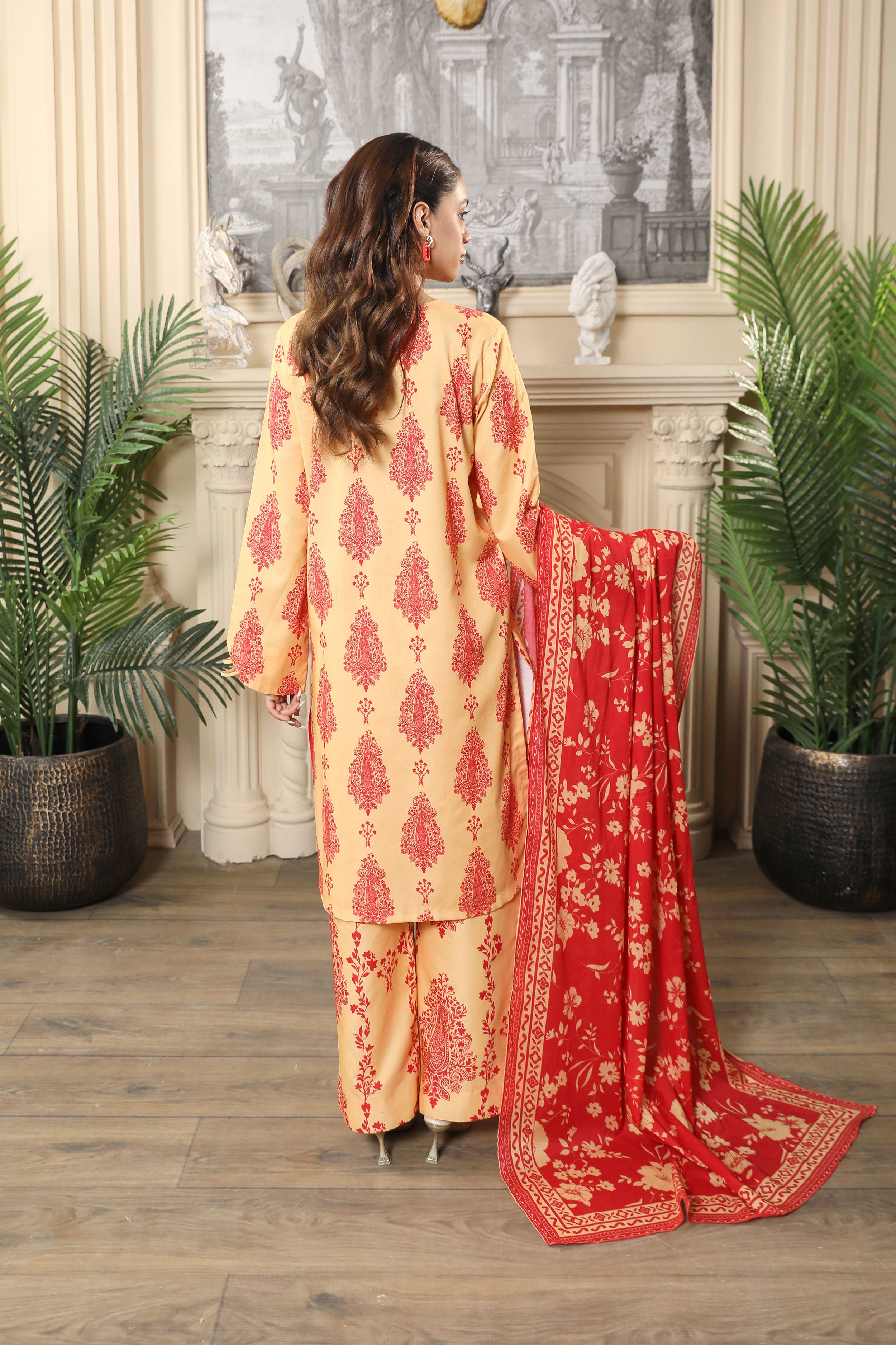 3 Pcs Digital Printed Suit (CL-9A25)