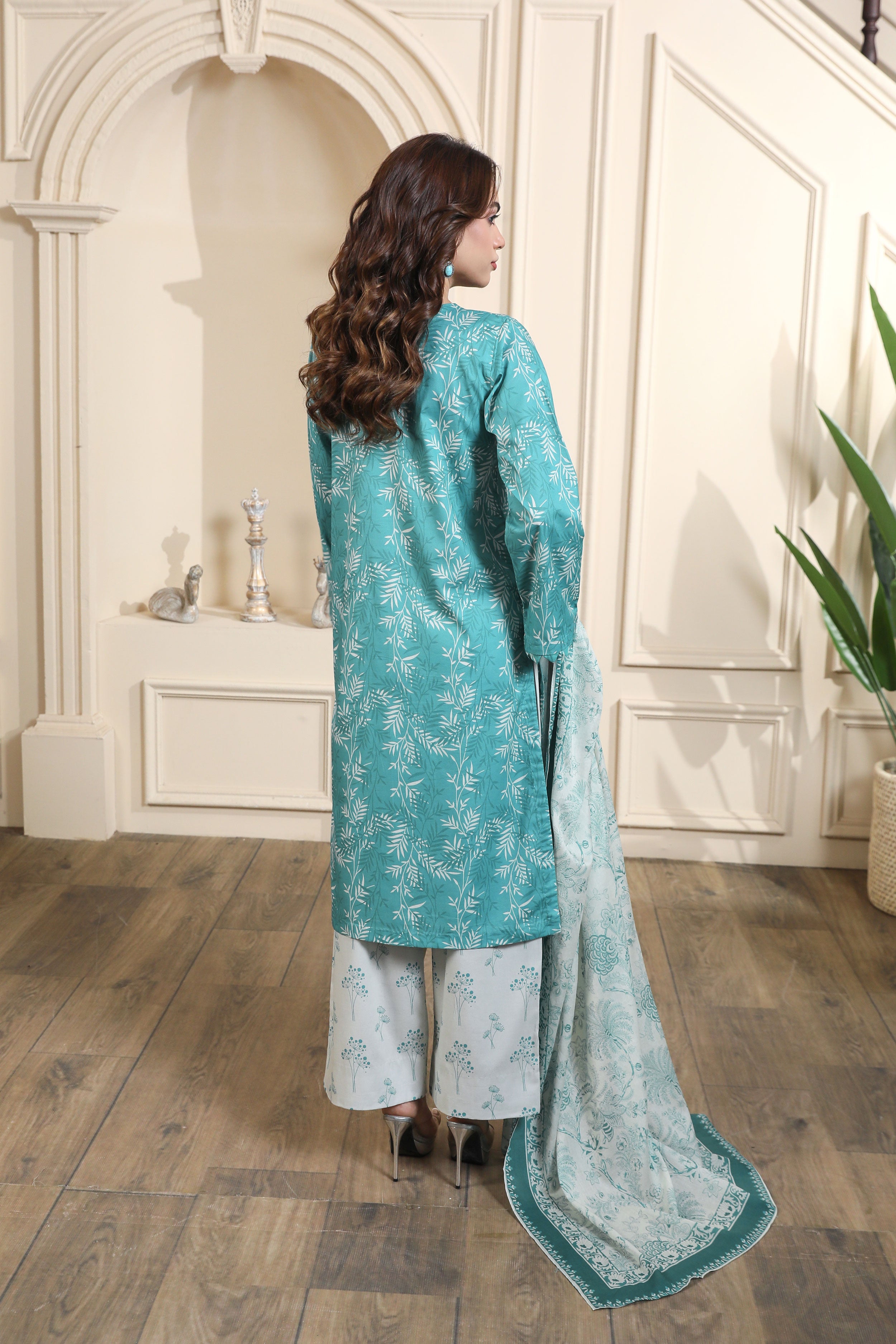 3 Pcs Digital Printed Suit (CL-8A25)