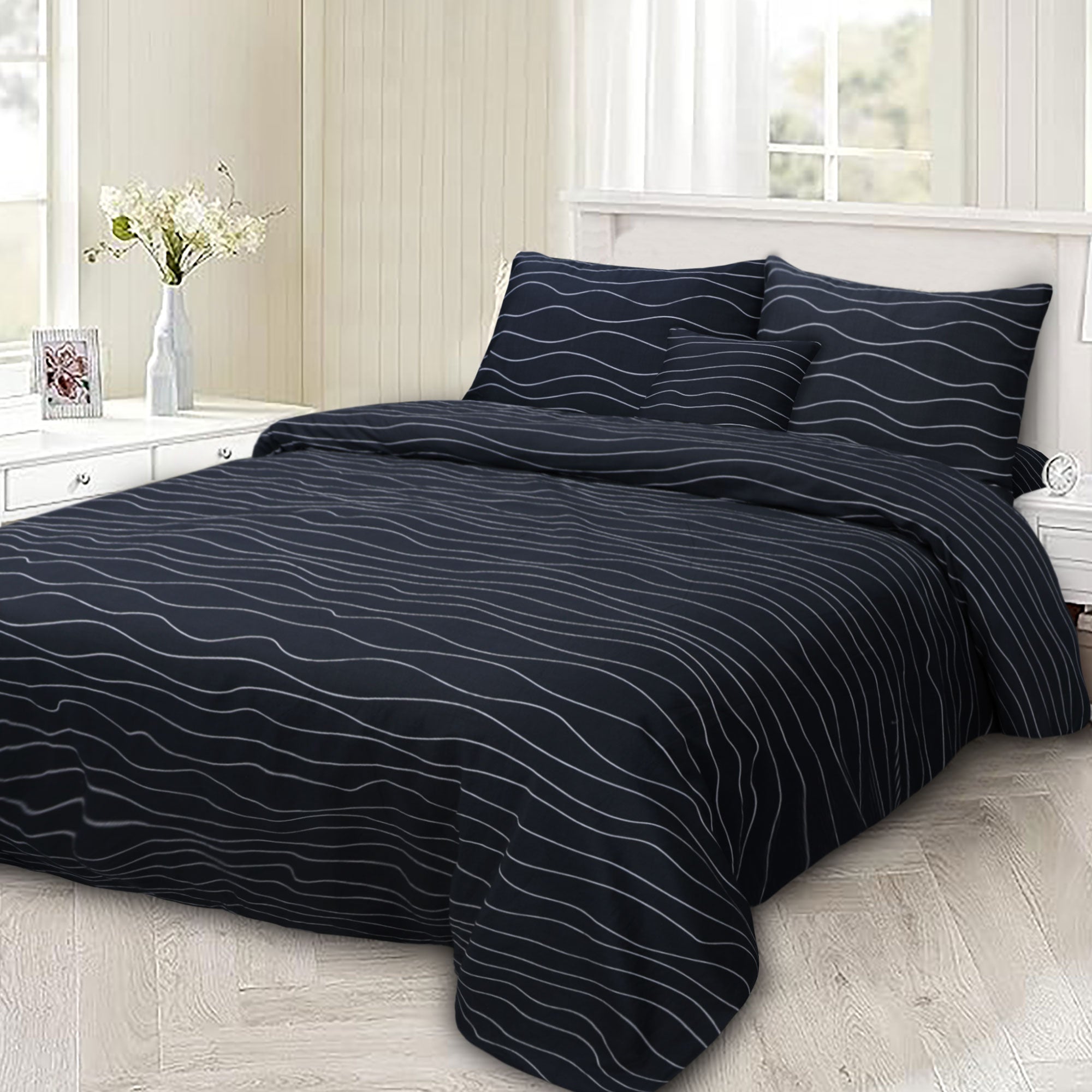 Luxury stripes  Cotton Santee Printed Duvet Cover Set