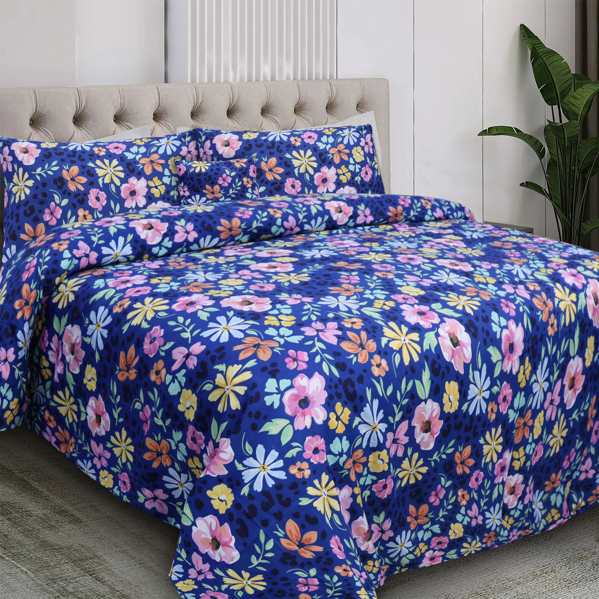 Daisy Flower Microfiber 5Pcs Complete Bedding Set