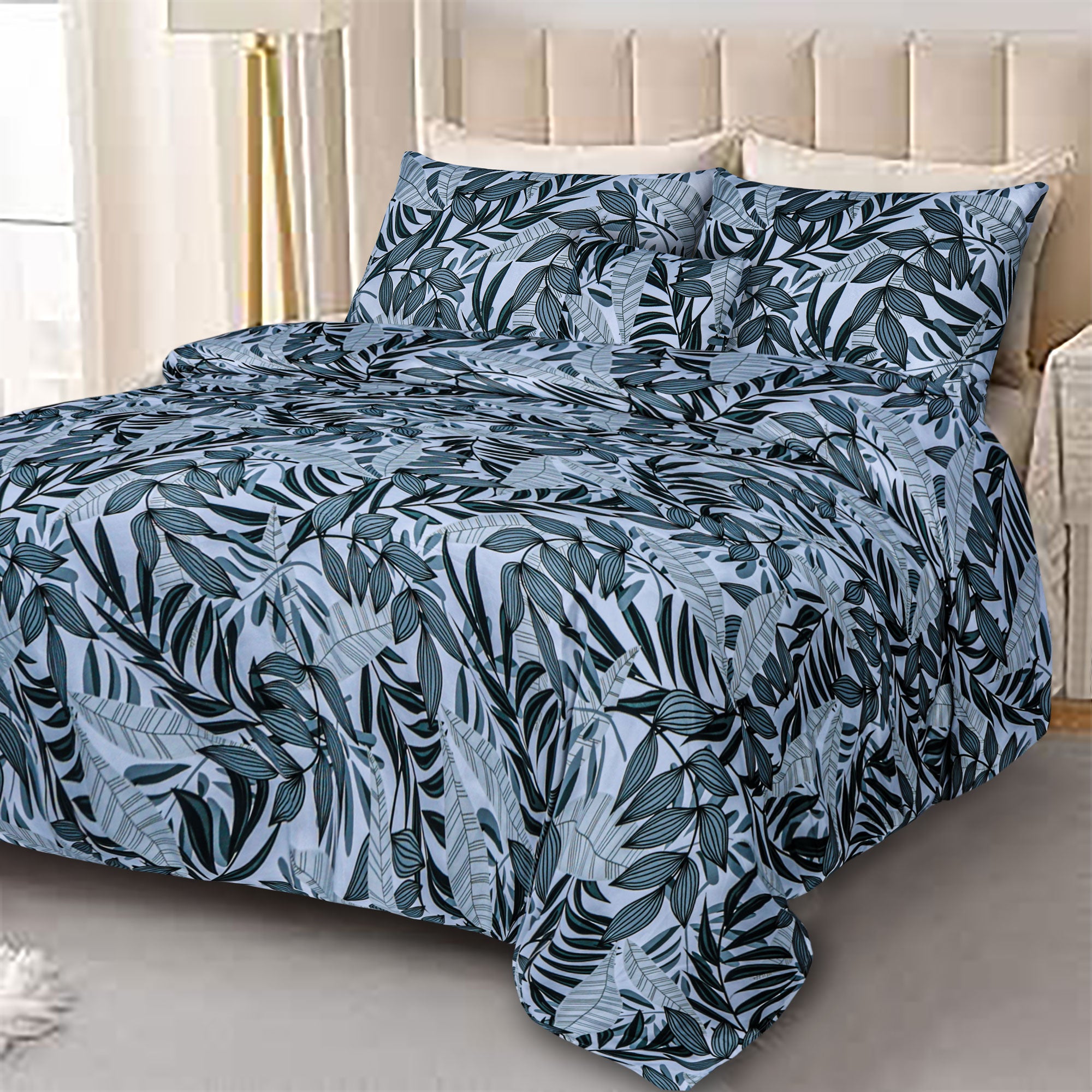 Tropical Leaves Microfiber Printed Duvet Cover Set