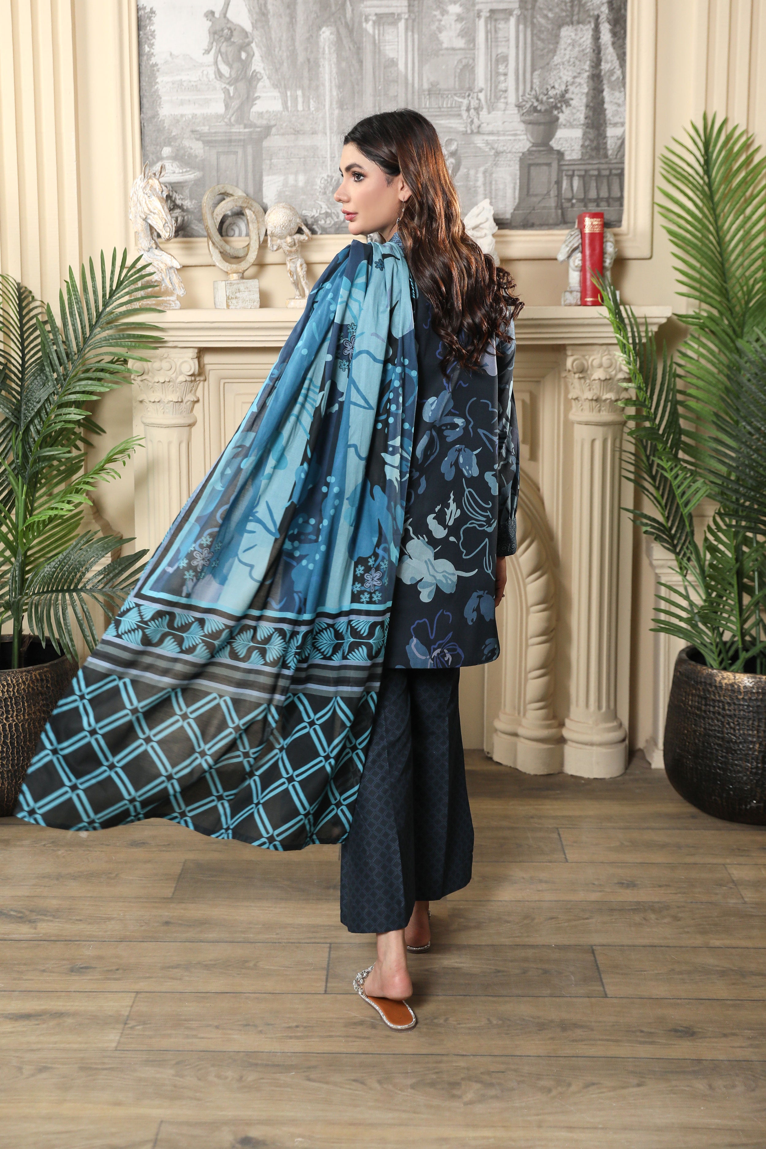 3 Pcs Digital Printed Suit (CL-5A25)