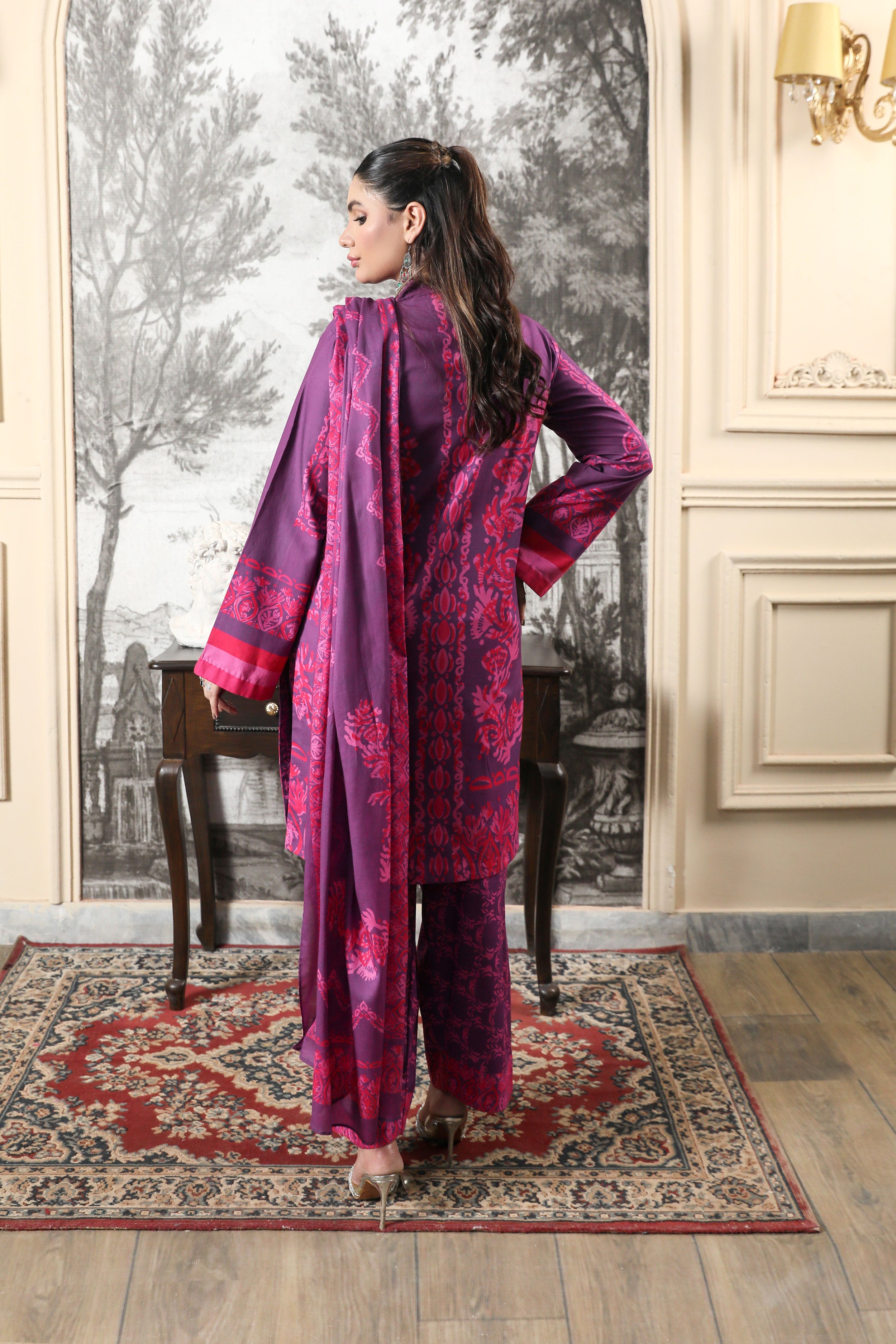 3 Pcs Digital Printed Suit (CL-10A25)