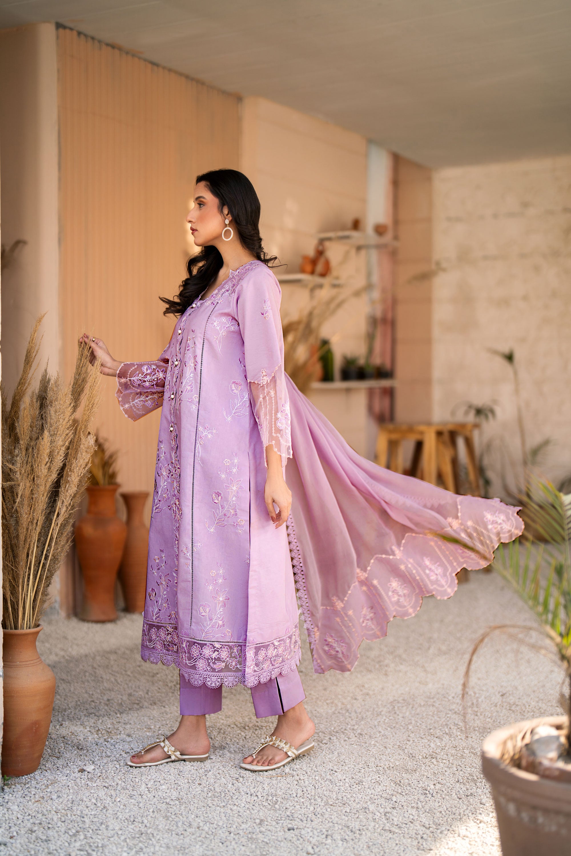 Lavender Essence 3 Piece Embroidered Lawn Stitched Suit.Order now