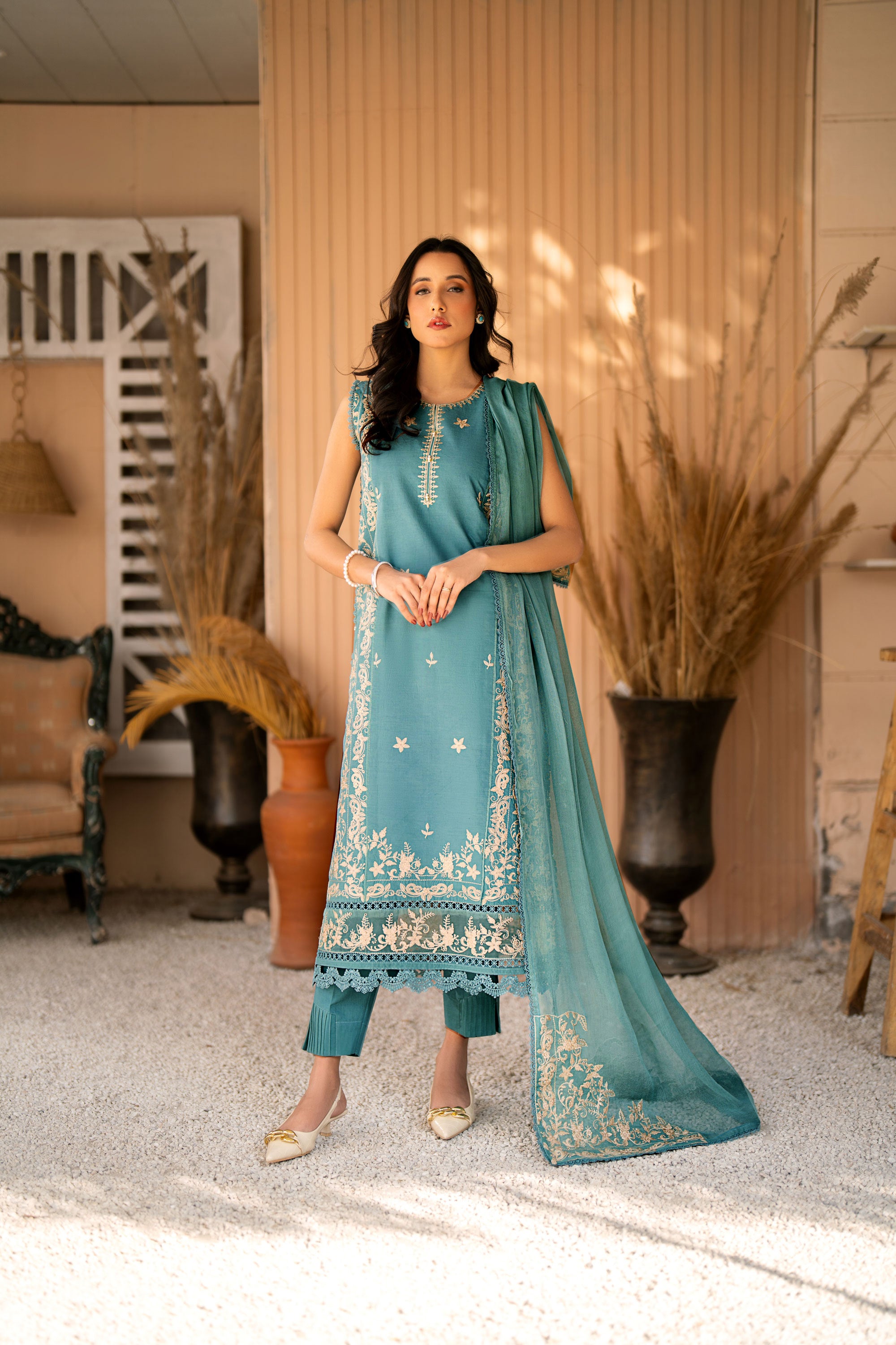 Sea Pearl 3 Piece Embroidered Lawn Stitched Suit.Order now