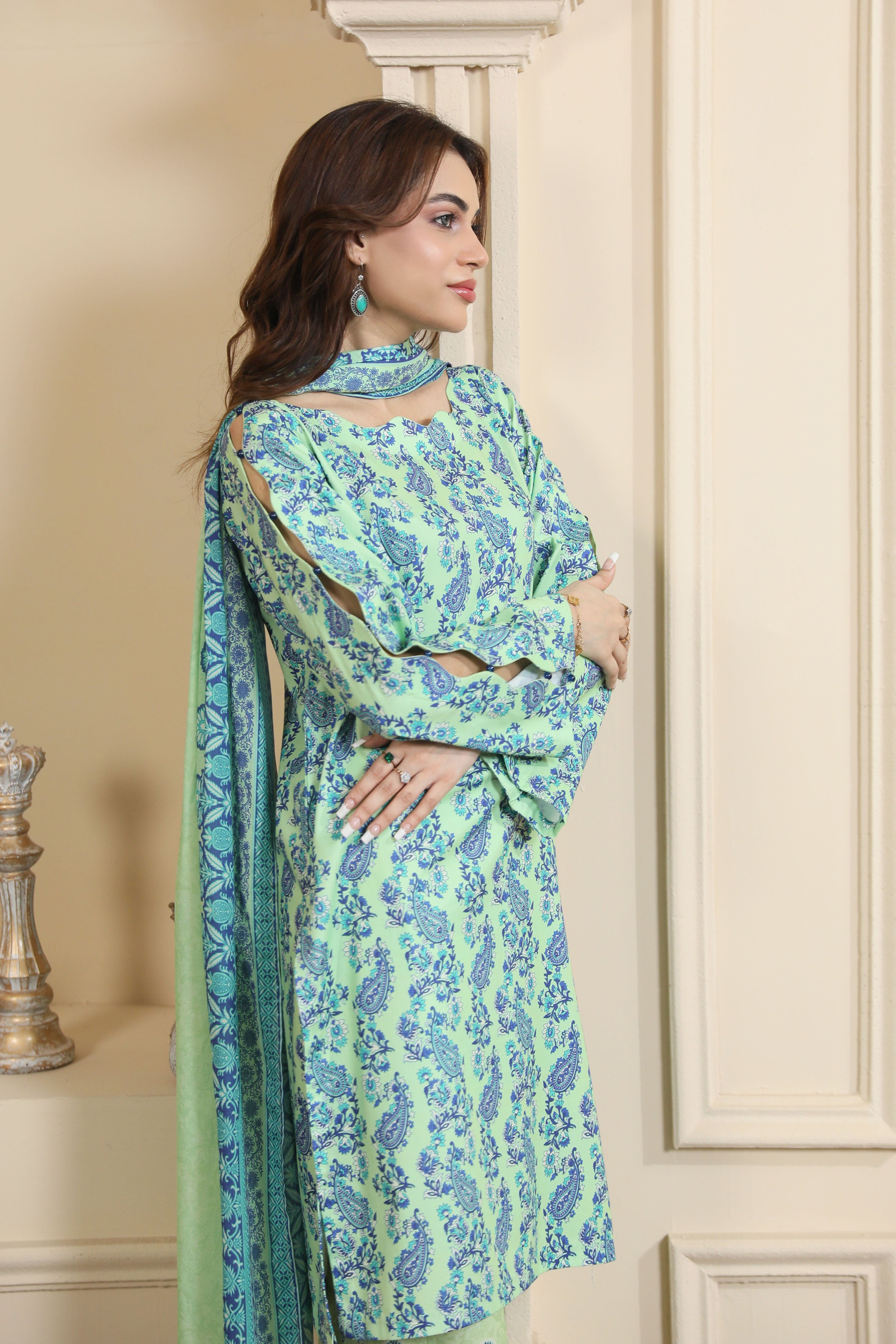 3 Pcs Digital Printed Suit (CL-4A25)