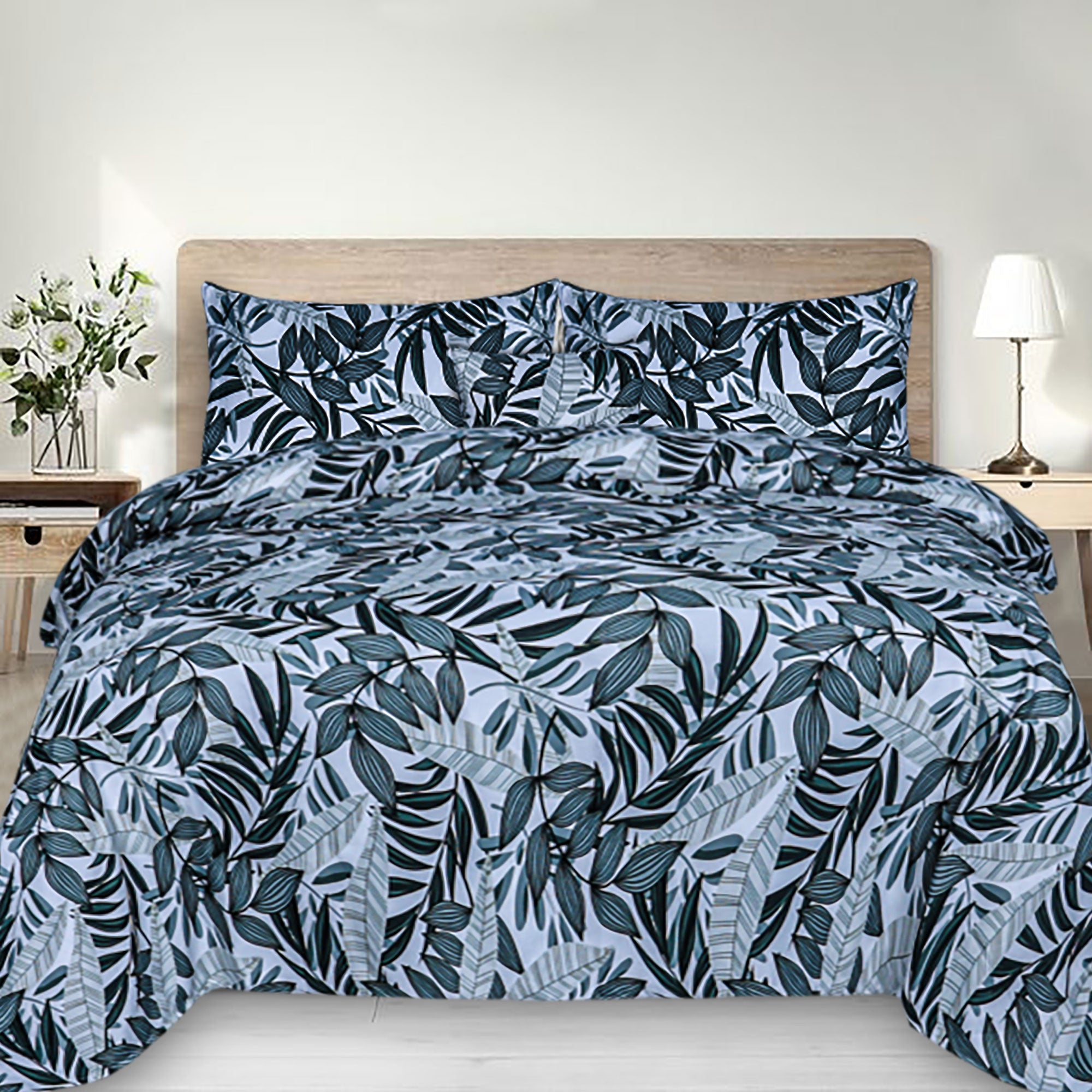 Tropical Leaves  Microfiber 5Pcs Complete Bedding Set