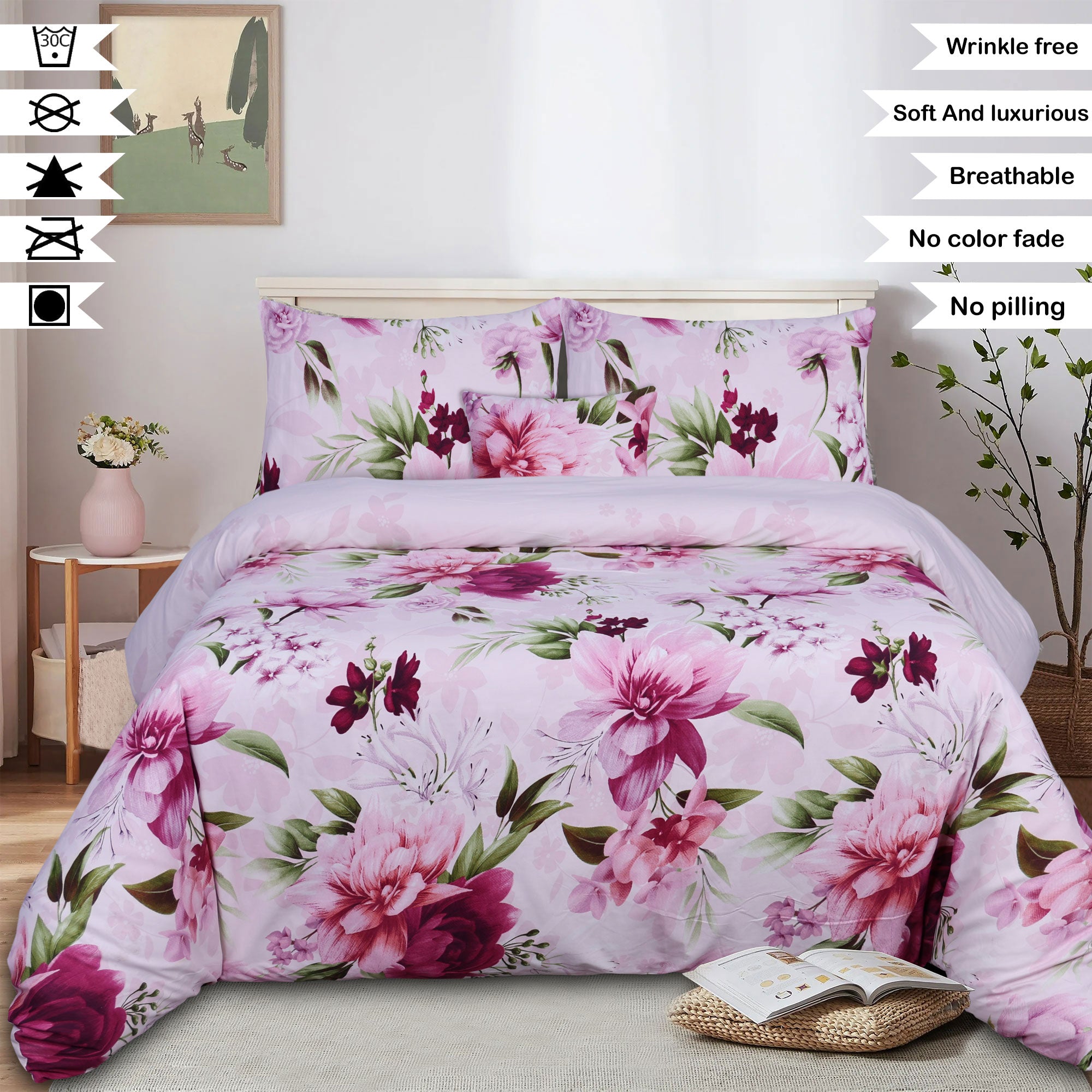 Fiona Microfiber Printed Flat Sheet Set