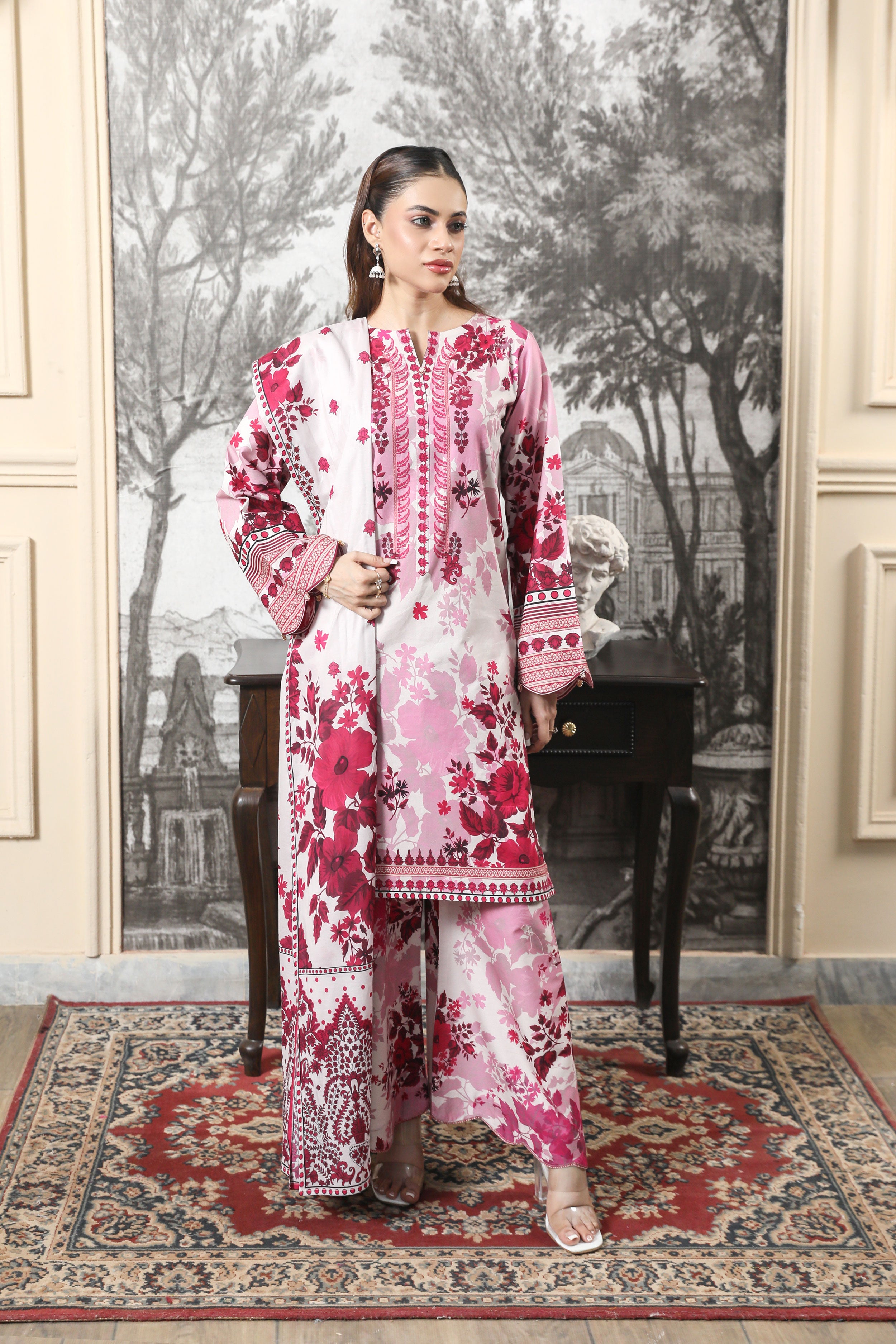 3 Pcs Digital Printed Suit (CL-2A25)