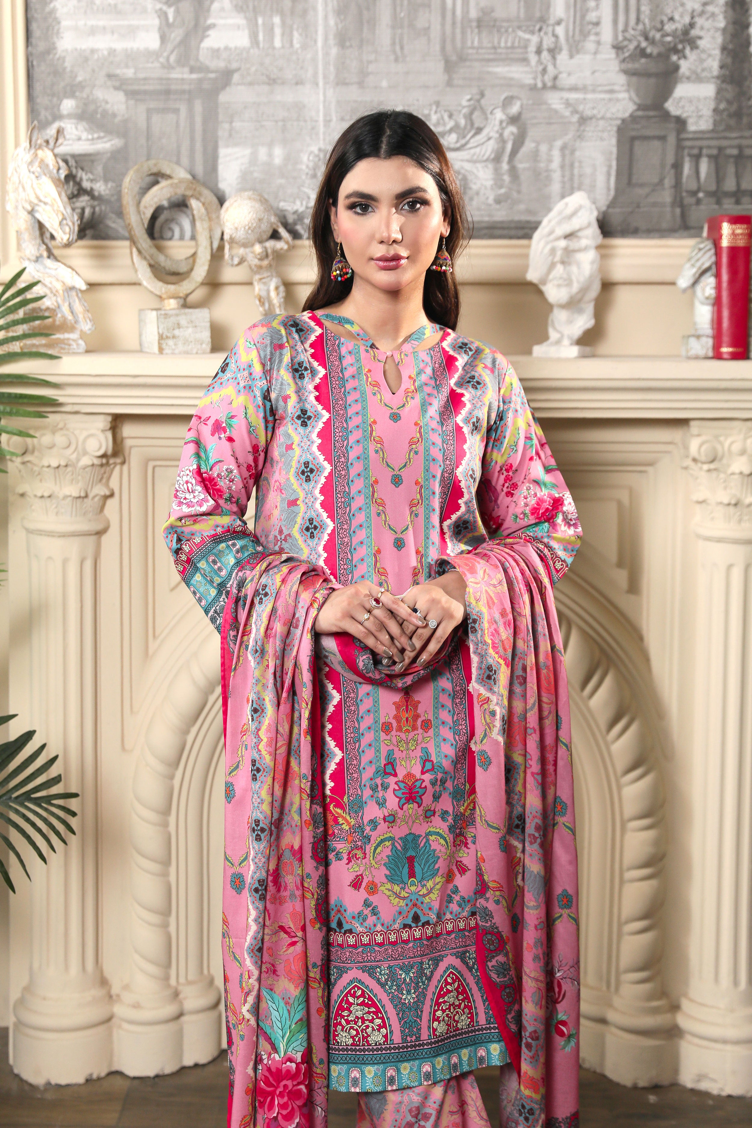3 Pcs Digital Printed Suit (CL-6A25)