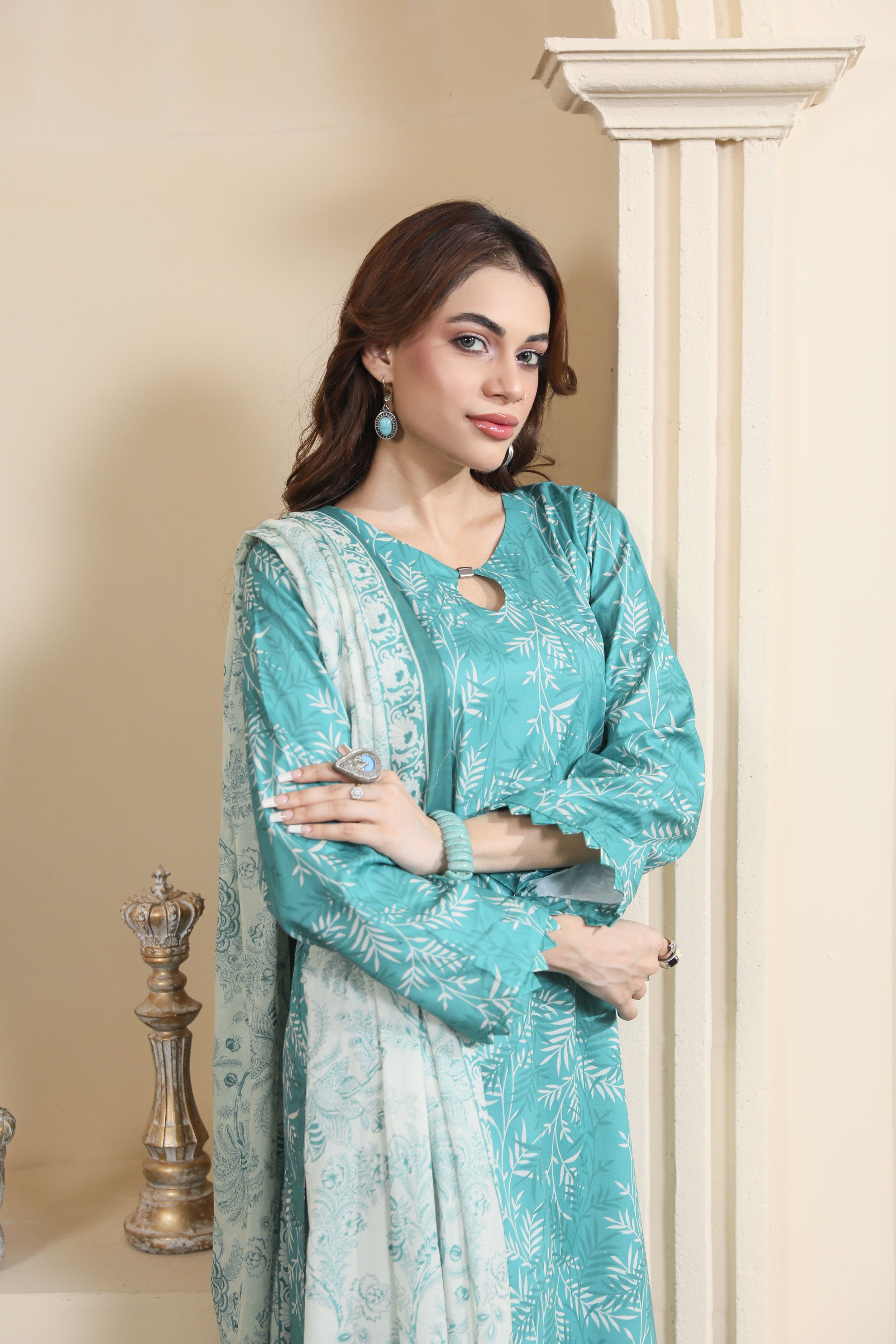 3 Pcs Digital Printed Suit (CL-8A25)