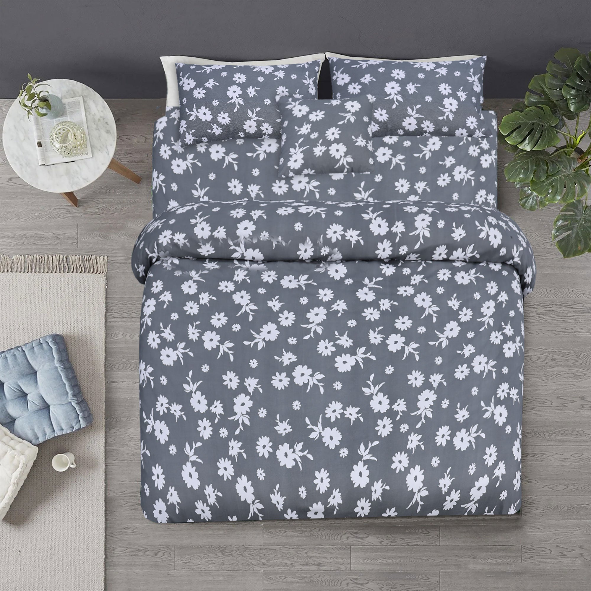 Floral Print Microfiber Printed Duvet Cover Set