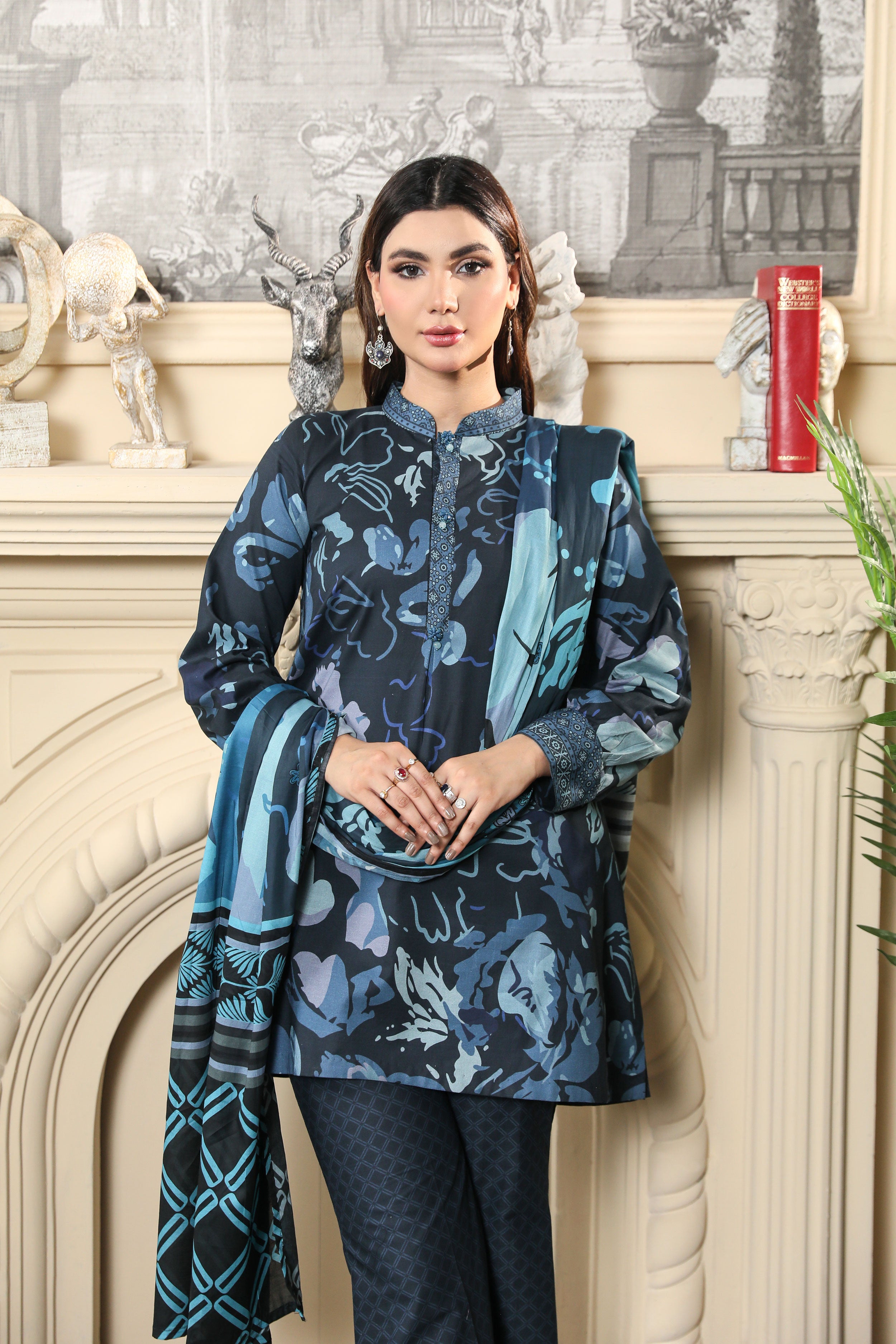 3 Pcs Digital Printed Suit (CL-5A25)