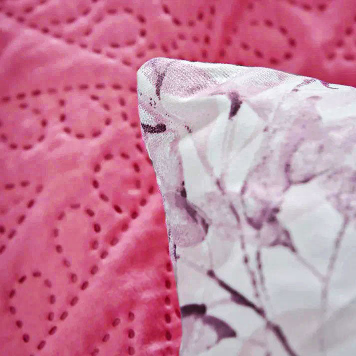 Pink 5 Pieces Microfiber Bedspread