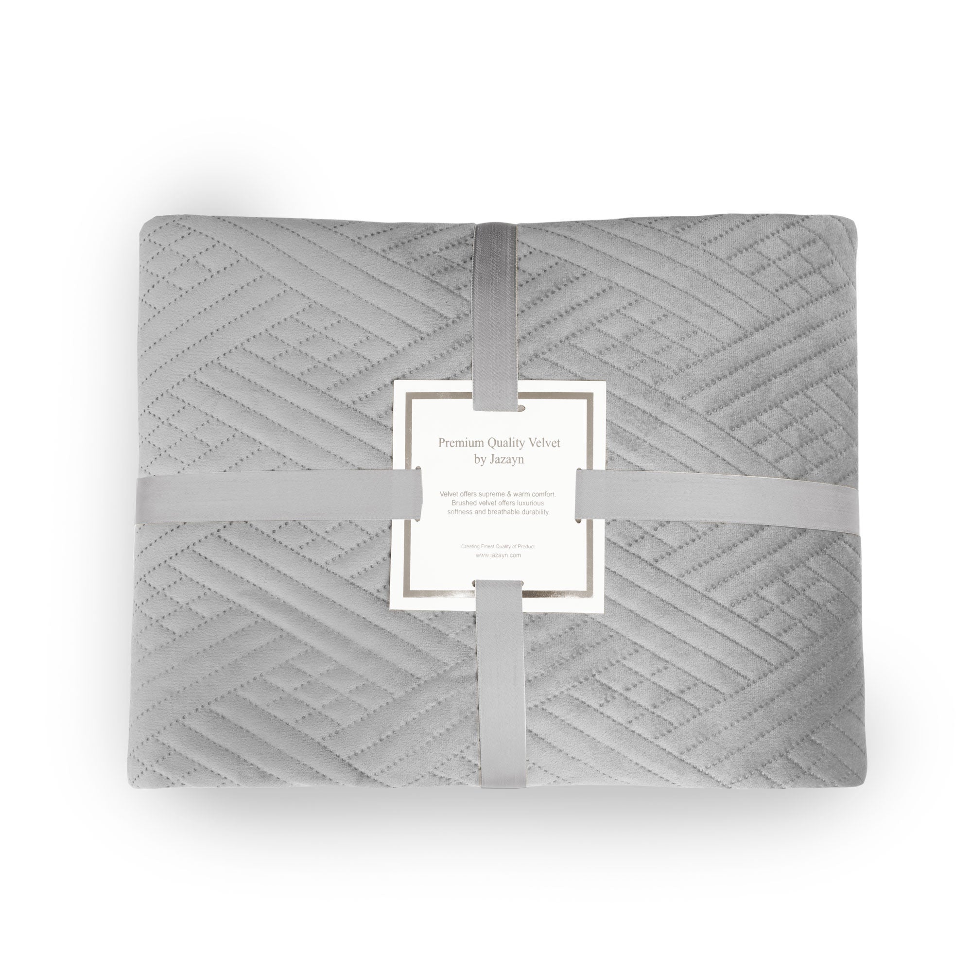 Luxury Light Grey Velvet Bedspread