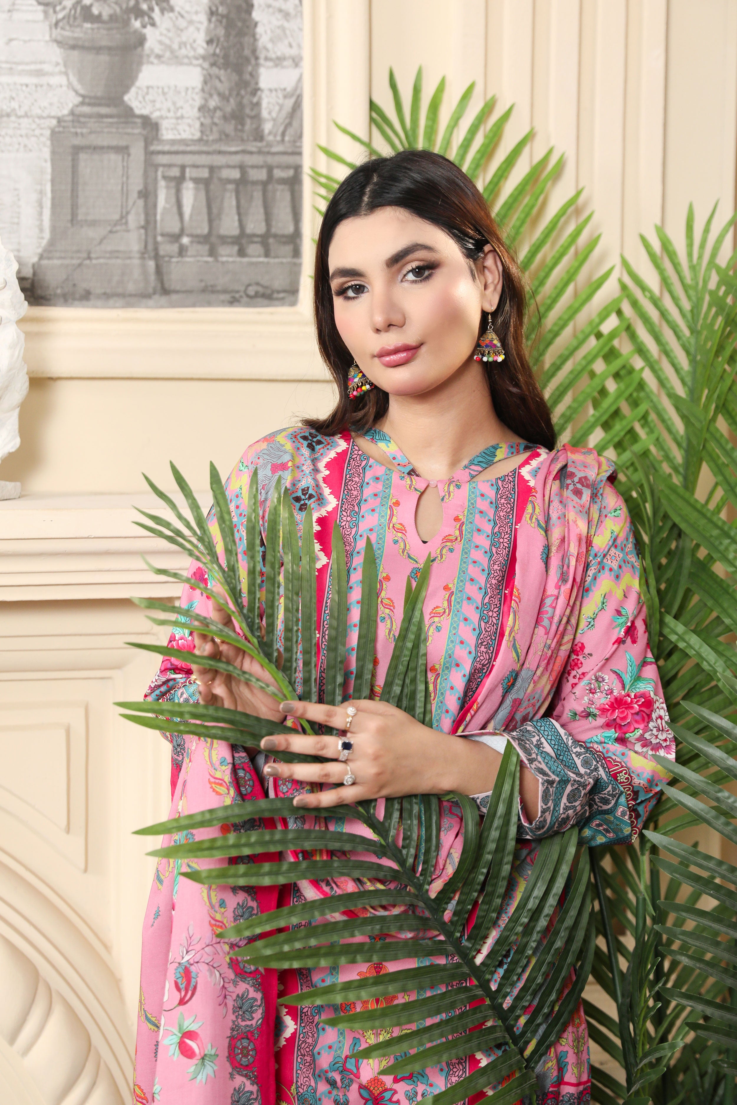3 Pcs Digital Printed Suit (CL-6A25)