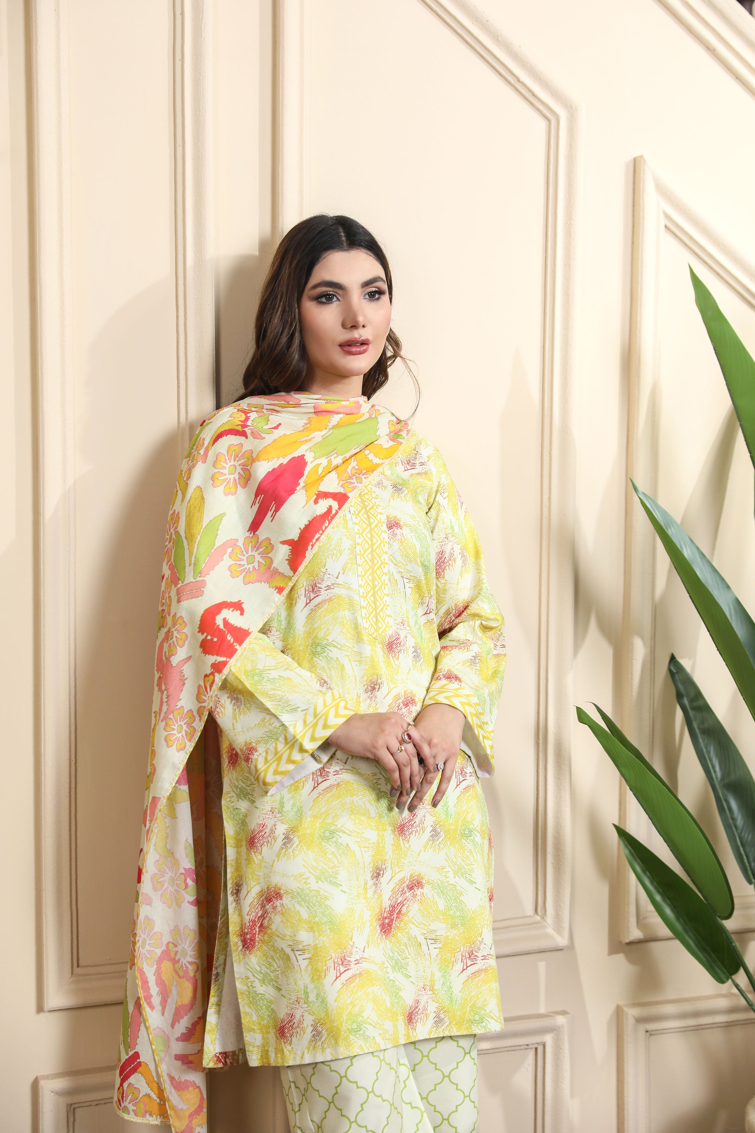 3 Pcs Digital Printed Suit (CL-7A25)