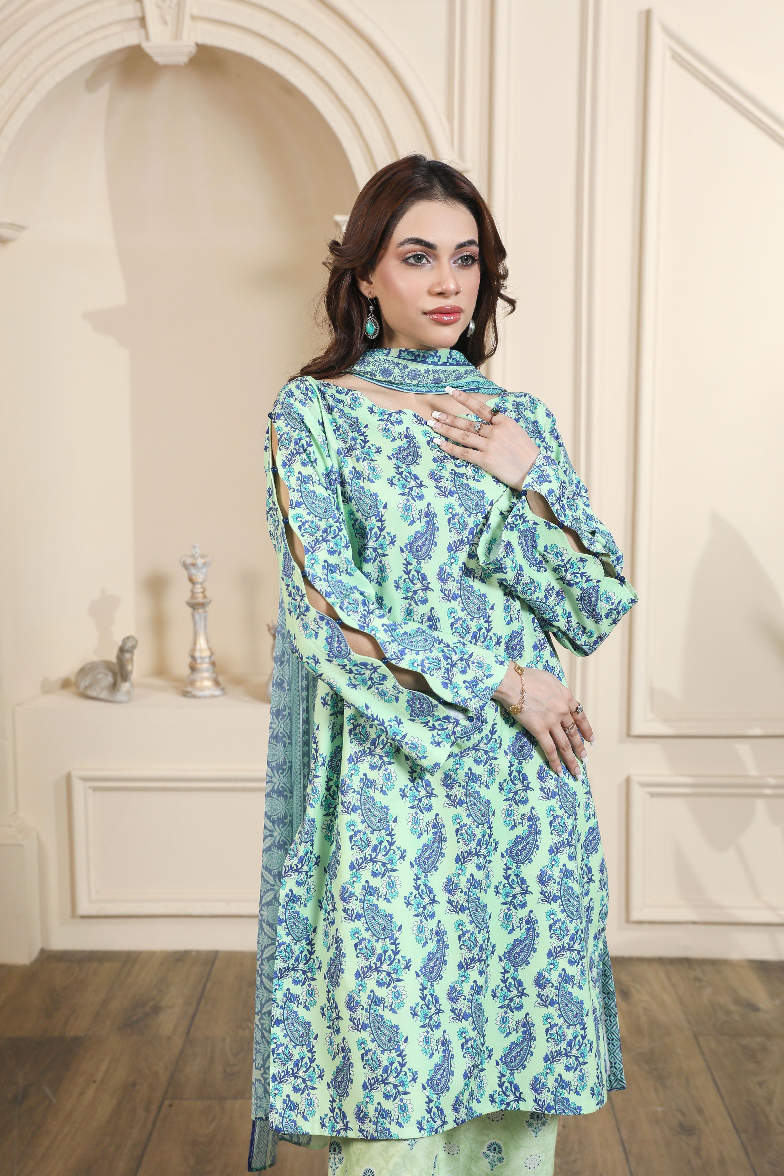 3 Pcs Digital Printed Suit (CL-4A25)