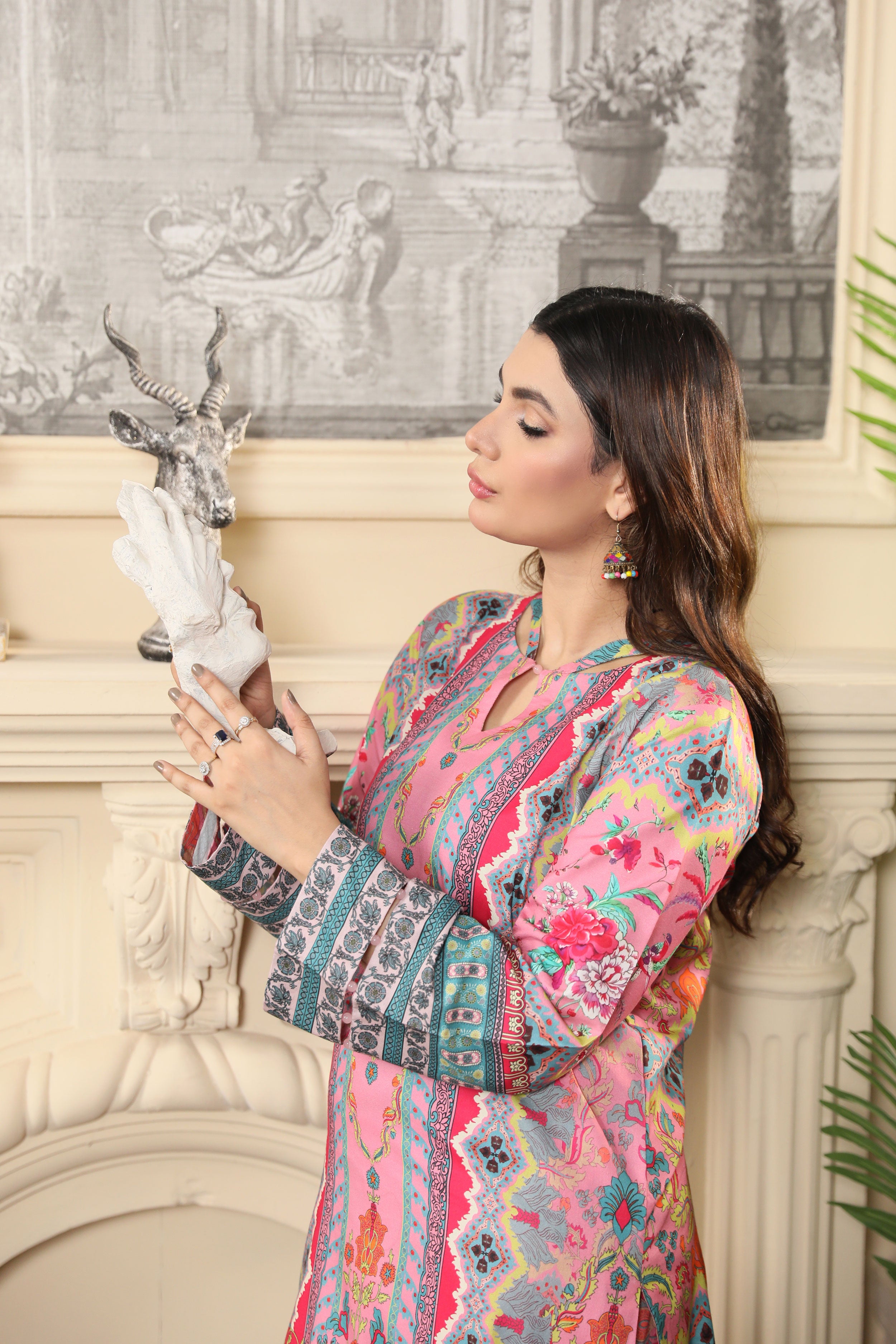 3 Pcs Digital Printed Suit (CL-6A25)