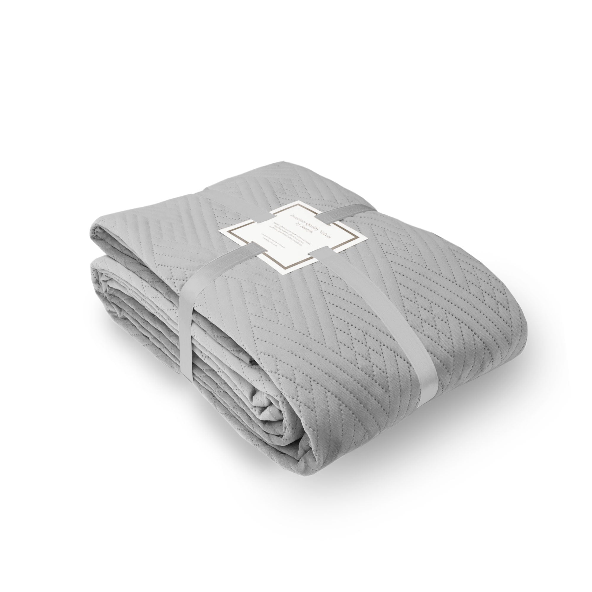 Luxury Light Grey Velvet Bedspread