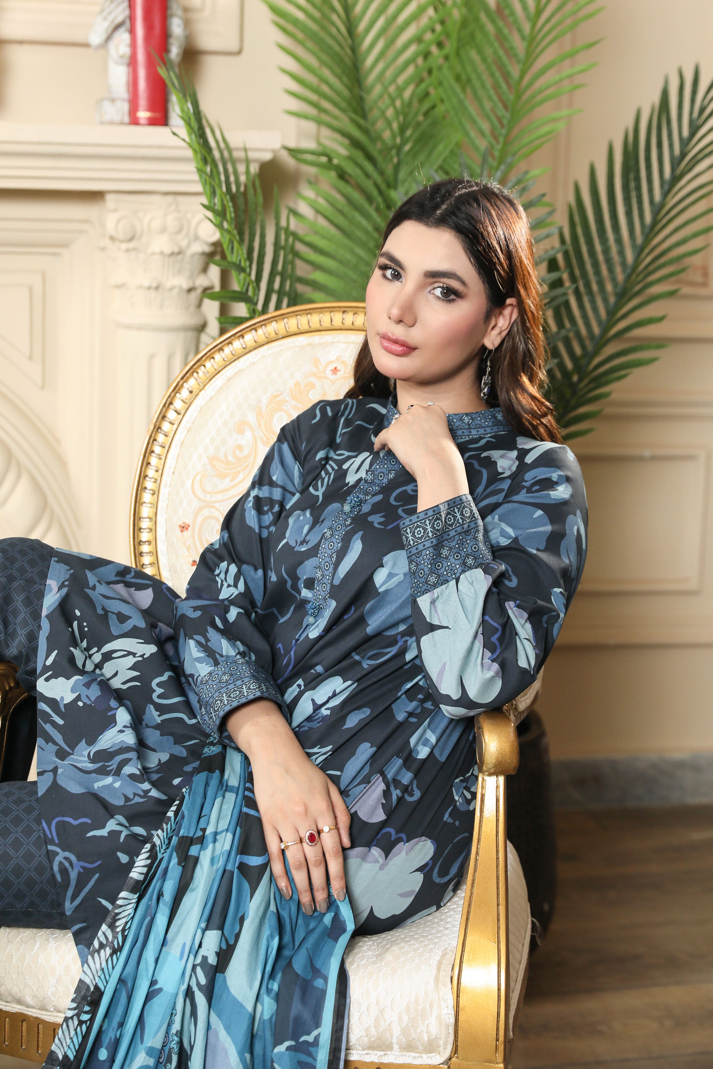3 Pcs Digital Printed Suit (CL-5A25)