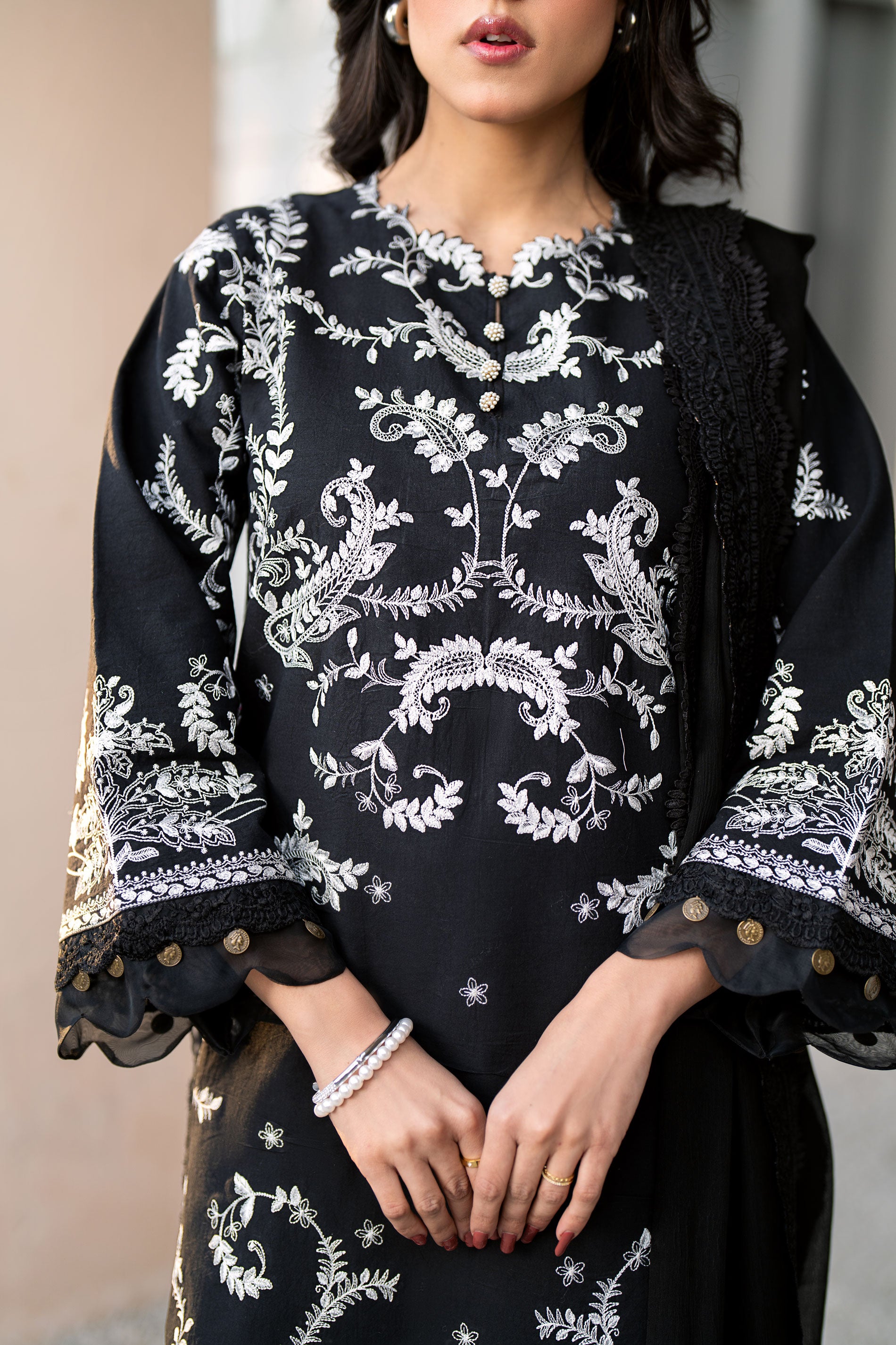 Black Elegance 3 Piece Embroidered Lawn Stitched Suit