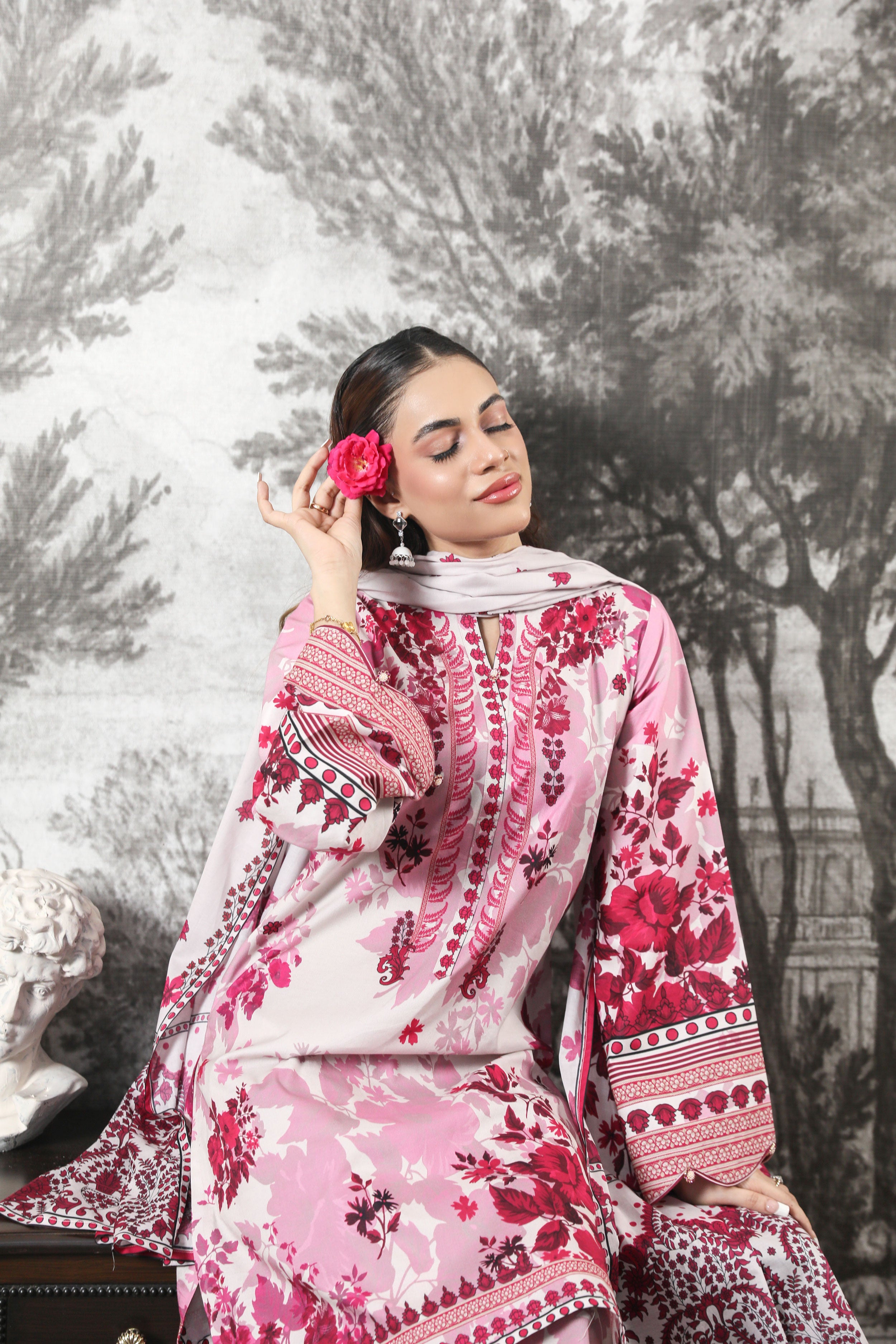 3 Pcs Digital Printed Suit (CL-2A25)